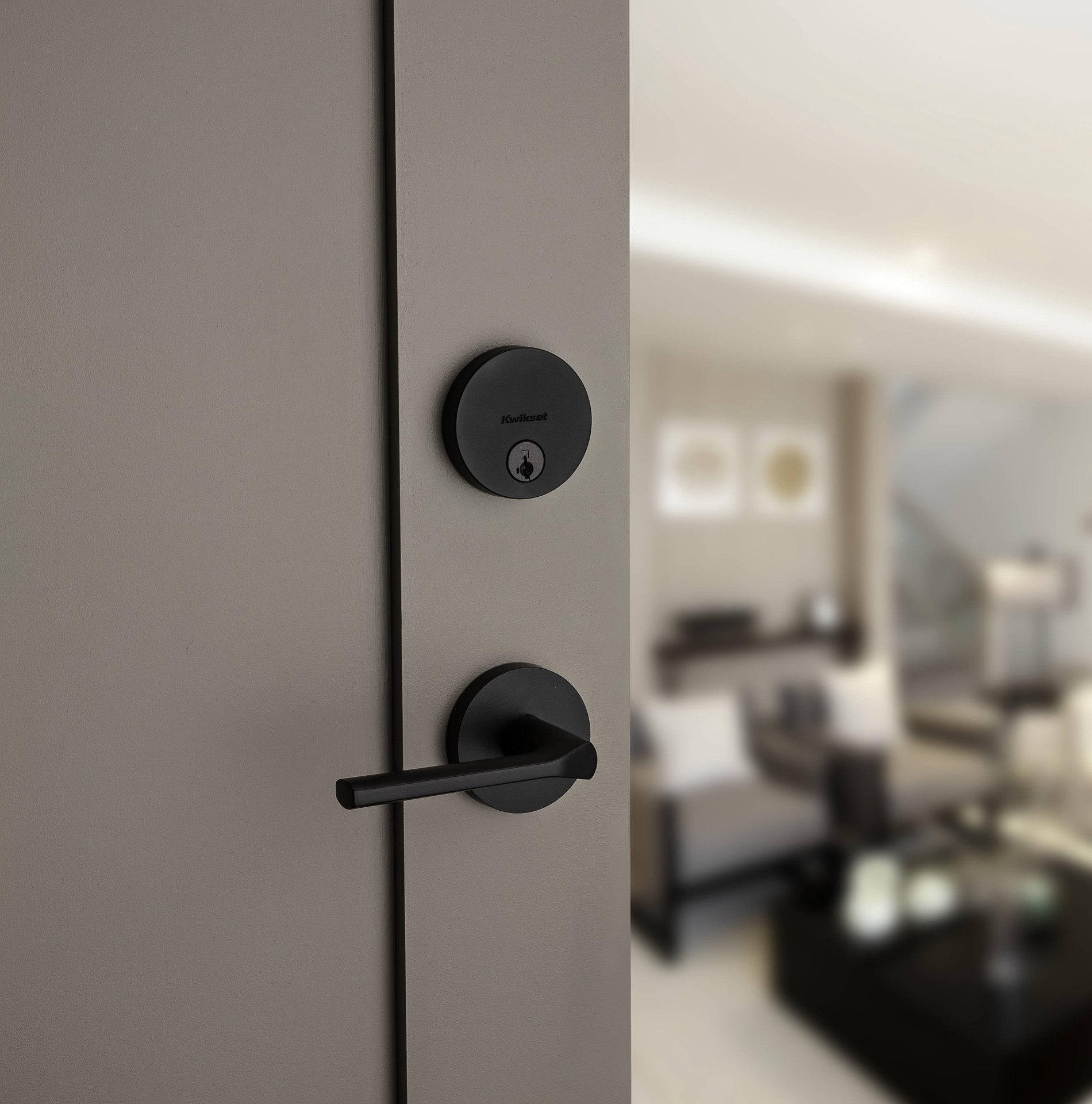 slide 2 of 6, Kwikset Signature Series Uptown Iron Black Single Cylinder Deadbolt ft. SmartKey Security, 1 ct