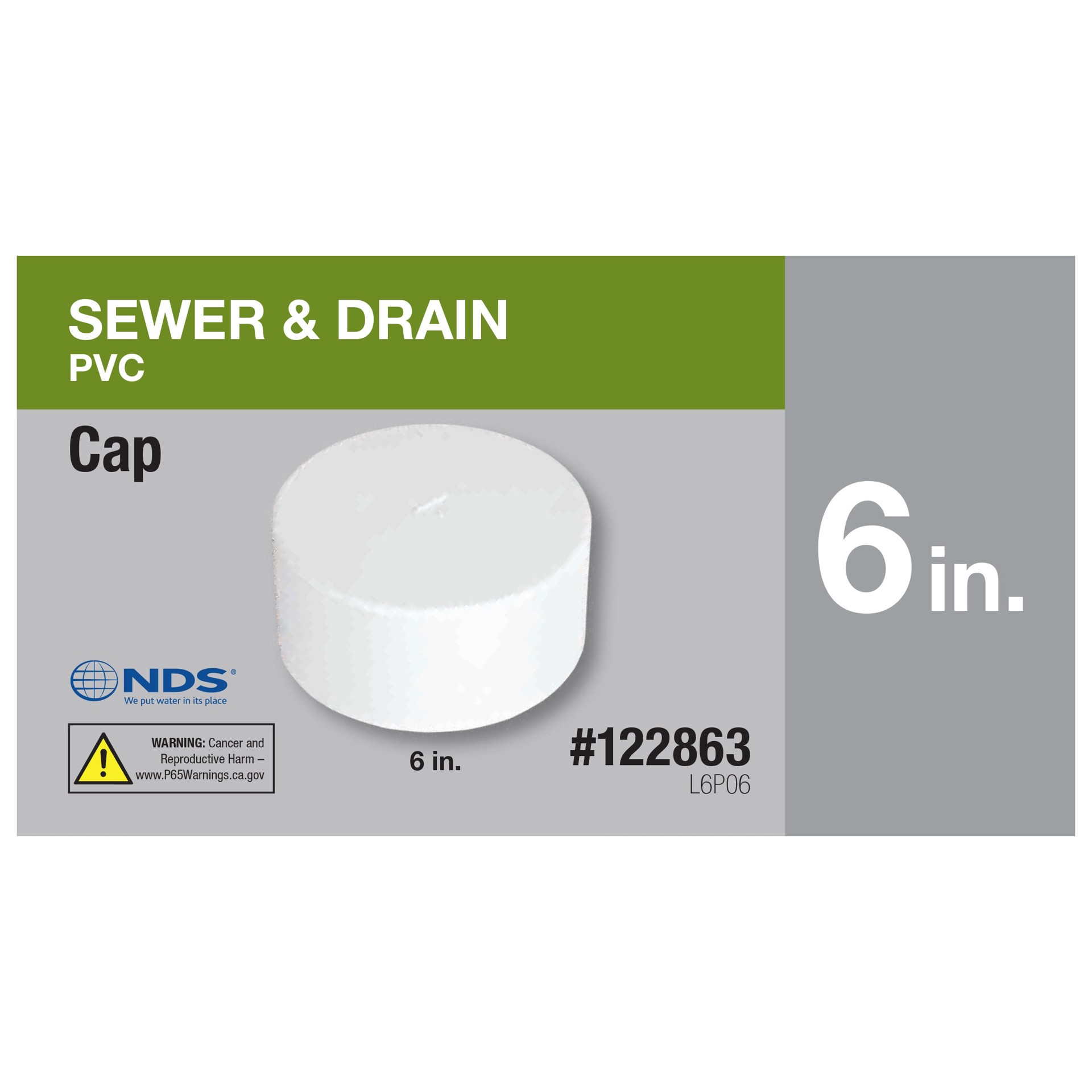 slide 2 of 6, NDS 6-in PVC Sewer and Drain Cap, 1 ct