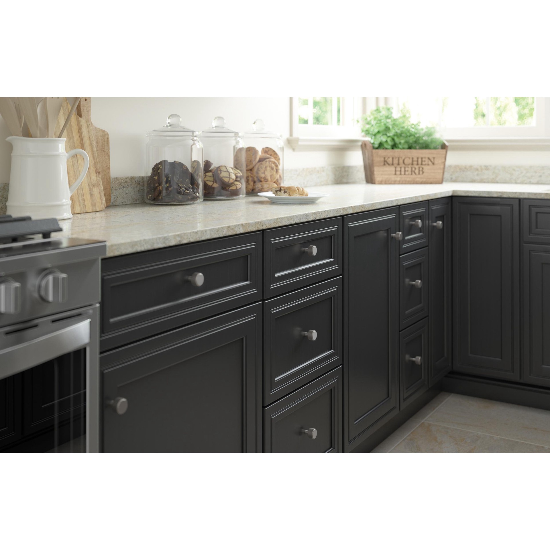 slide 6 of 6, Brainerd Casual Coined 1-1/8-in Satin Nickel Round Cabinet Knob, 1 ct