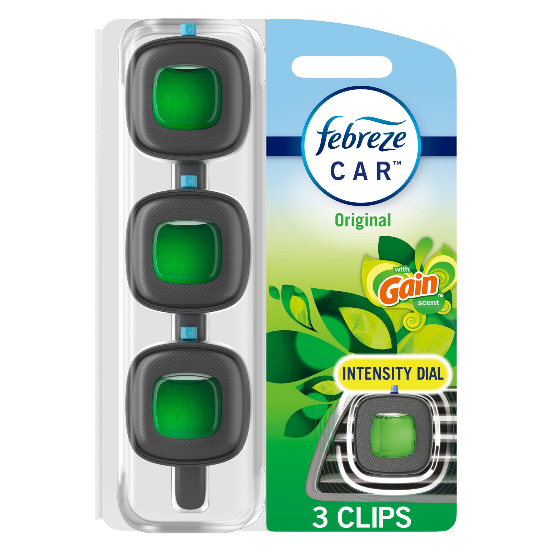 slide 1 of 6, Febreze CAR 0.20 -fl oz Gain Original Dispenser Air Freshener 3 -Pack, 1 ct