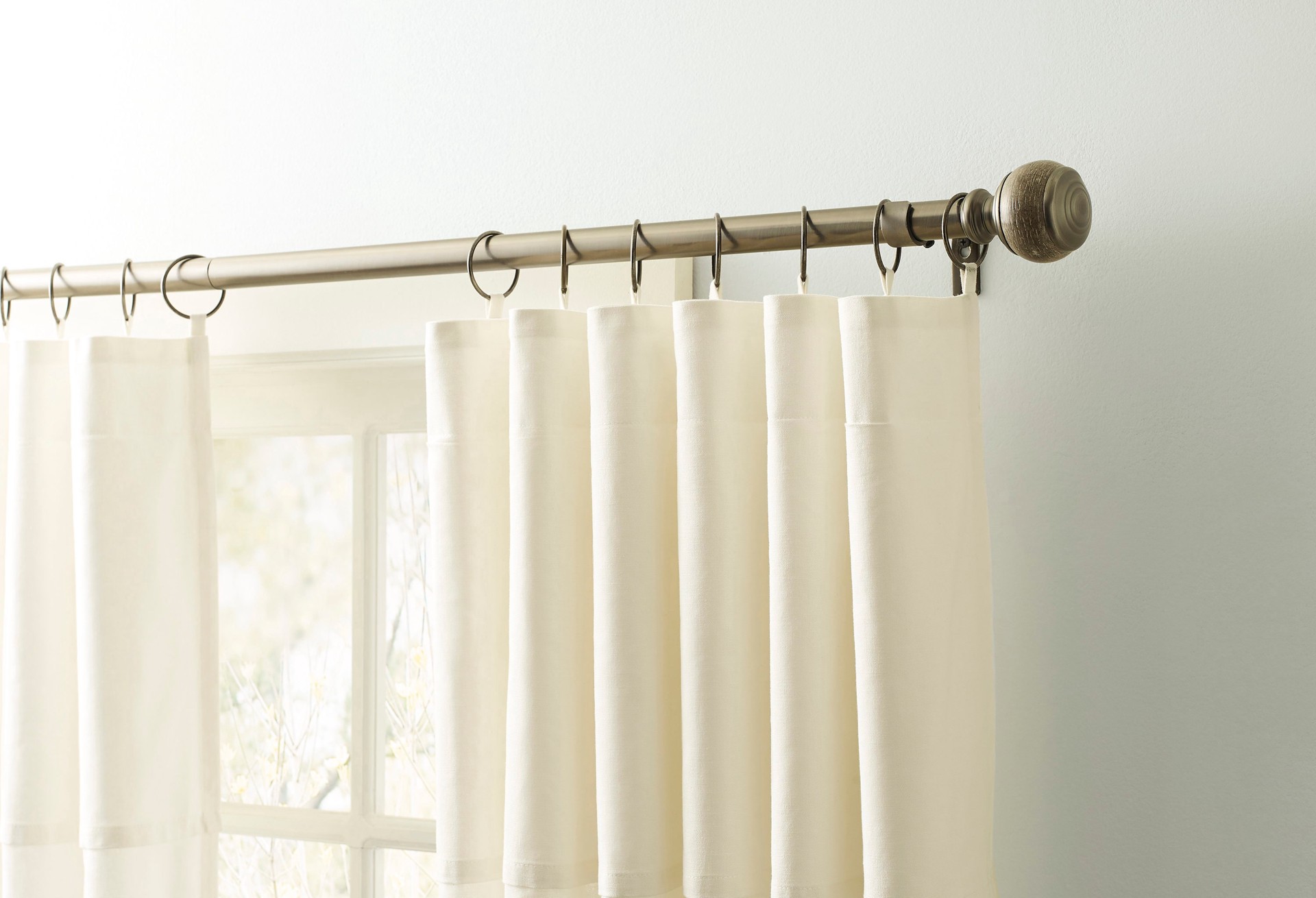 slide 2 of 3, allen + roth 84-in Taupe Striped Light filtering Back tab Single curtain panel, 1 ct