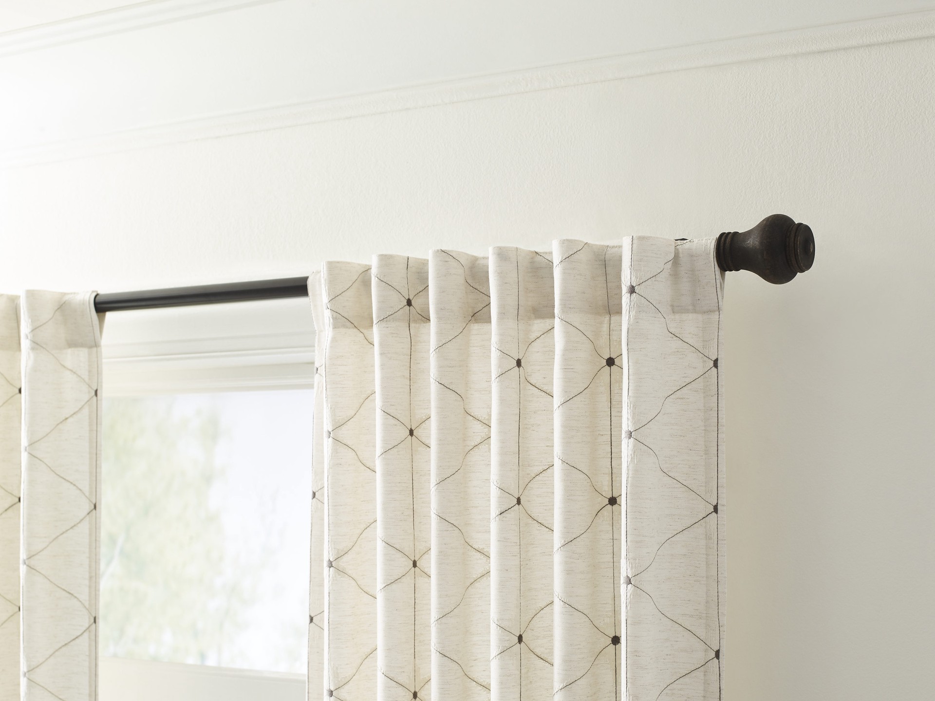 slide 2 of 4, Origin 21 84-in Grey Geometric Light filtering Back tab Single curtain panel, 1 ct