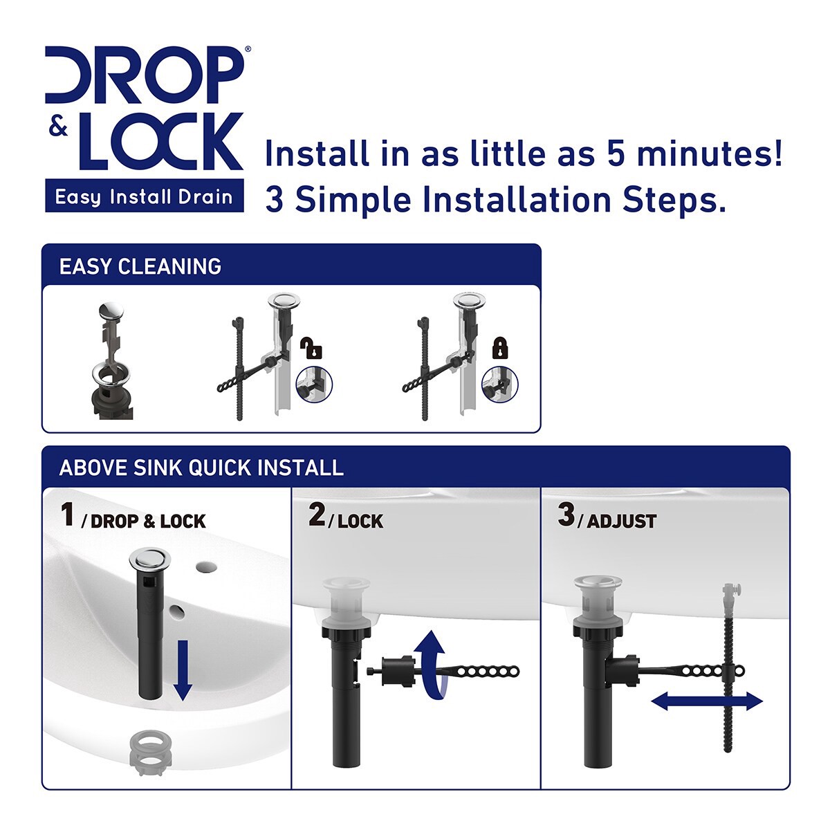 slide 6 of 6, Project Source Dover Matte Black 4-in centerset 2-handle WaterSense Mid-arc Residential Handle Bathroom Sink Faucet with Drain with Deck Plate, 1 ct