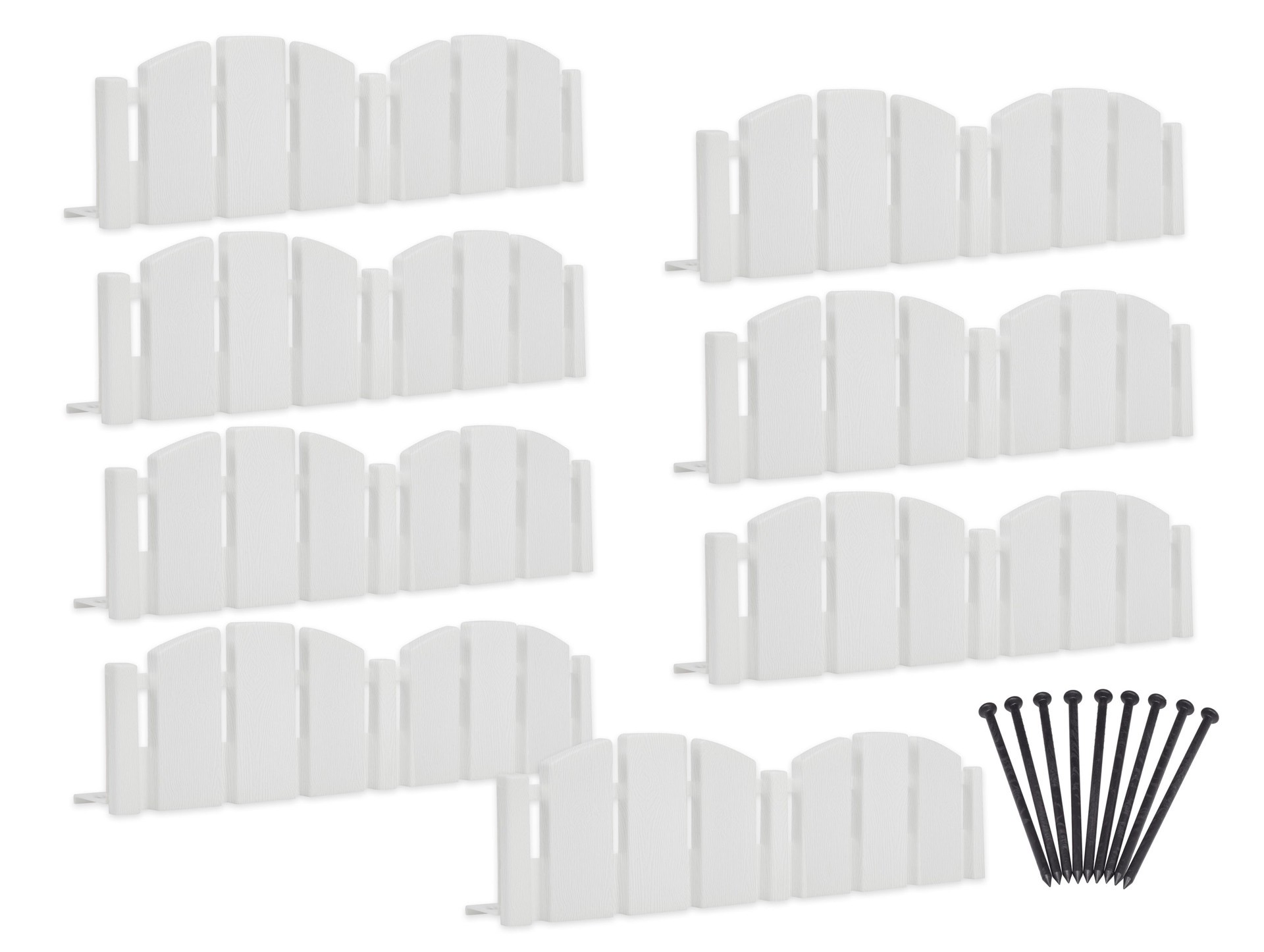 slide 1 of 6, EasyFlex 10-ft x 4.5-in White Adirondack Decorative No-Dig Landscape Edging Kit 8 -Pack White Plastic Landscape edging bundle with stakes, 1 ct