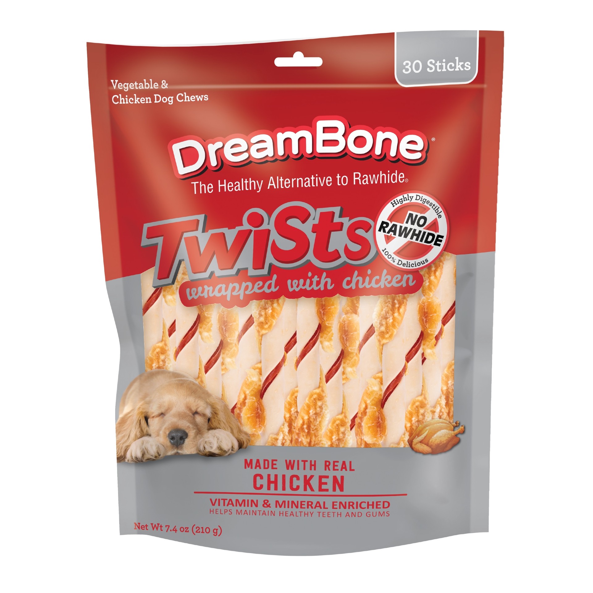 slide 1 of 6, DreamBone Chicken-Wrapped Twists No-rawhide chews for Dog Chicken Flavor 30 Count, 1 ct