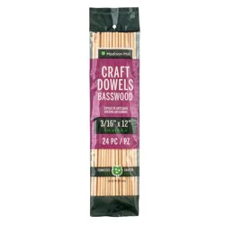 Madison Mill Natural Hardwood Craft Dowels Clear Wood 24-Pack