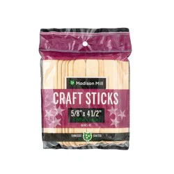 Madison Mill Natural Hardwood Craft Sticks Clear Wood 50-Pack