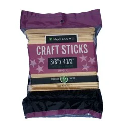 Madison Mill Natural Hardwood Craft Sticks Clear Wood 150-Pack