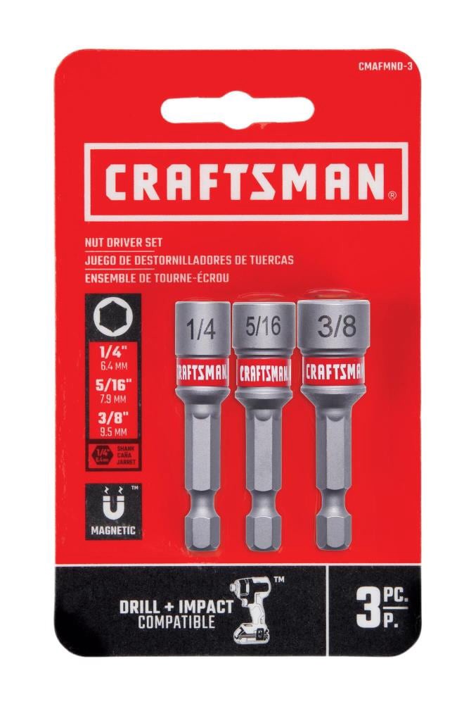 slide 1 of 5, CRAFTSMAN 1/4-in x 1-15/16-in Nutsetter Impact Driver Bit Set 3 -Piece, 1 ct