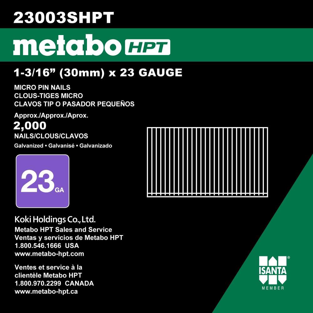 slide 3 of 4, Metabo HPT 1-3/10-in 23 -Gauge Straight Electro-galvanized Collated Pin nails 2000 -Per Box, 1 ct