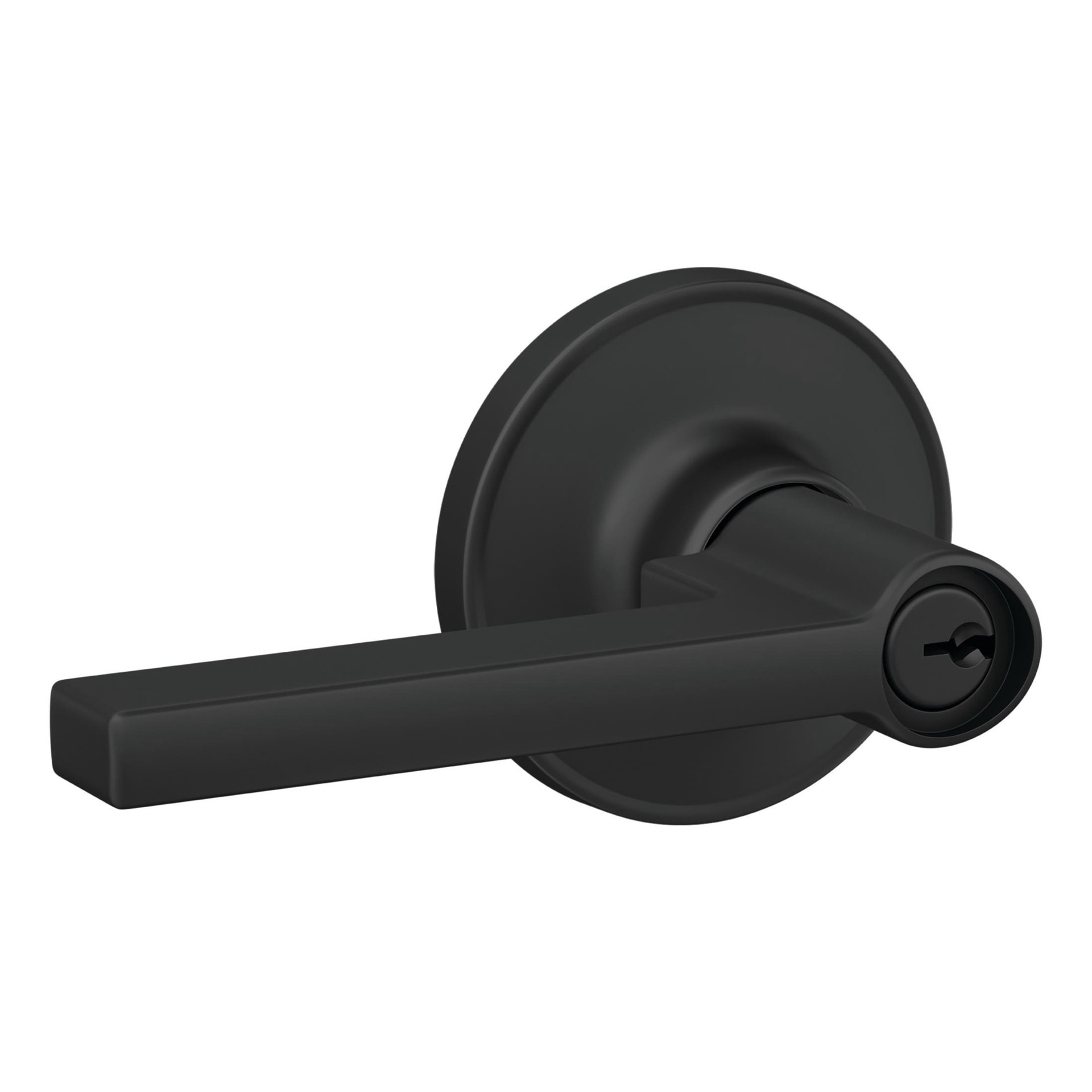 slide 3 of 6, Home Front by Schlage Crosbie Matte Black Exterior Keyed Entry Door Handle, 1 ct