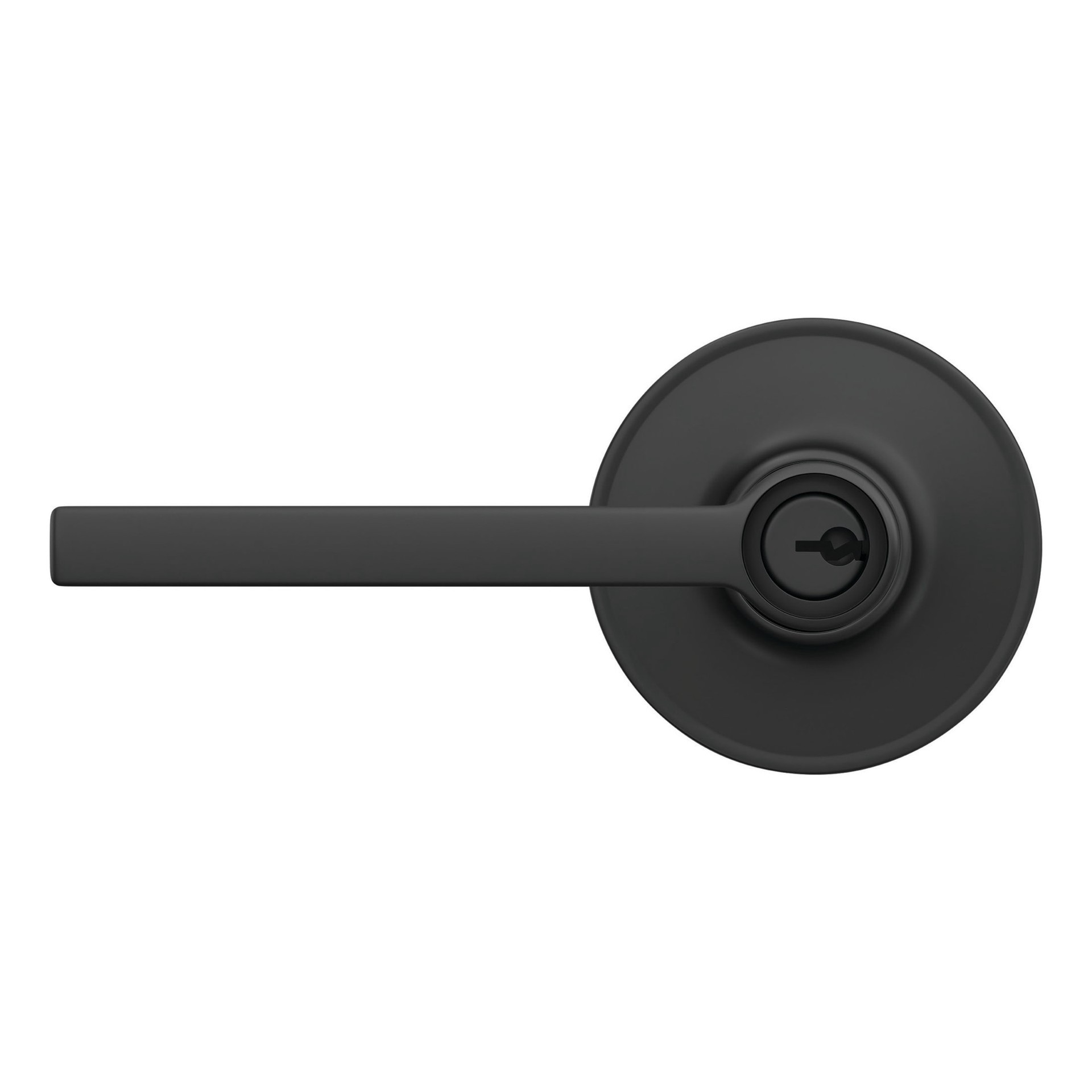 slide 6 of 6, Home Front by Schlage Crosbie Matte Black Exterior Keyed Entry Door Handle, 1 ct