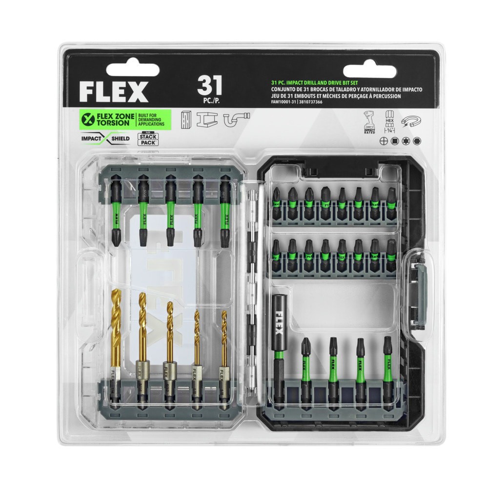 slide 4 of 5, FLEX STACK PACK 1/4-in x Impact Driver Bit Set 31 -Piece, 1 ct