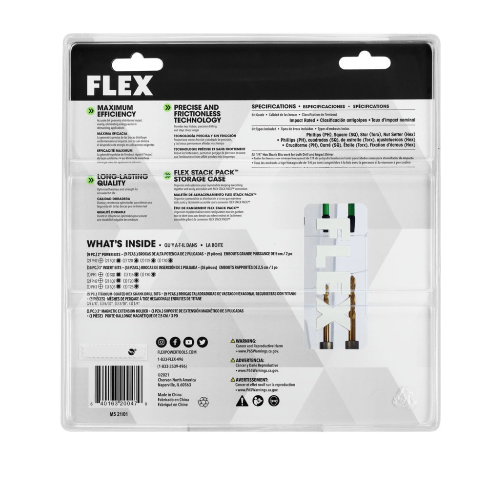 slide 5 of 5, FLEX STACK PACK 1/4-in x Impact Driver Bit Set 31 -Piece, 1 ct