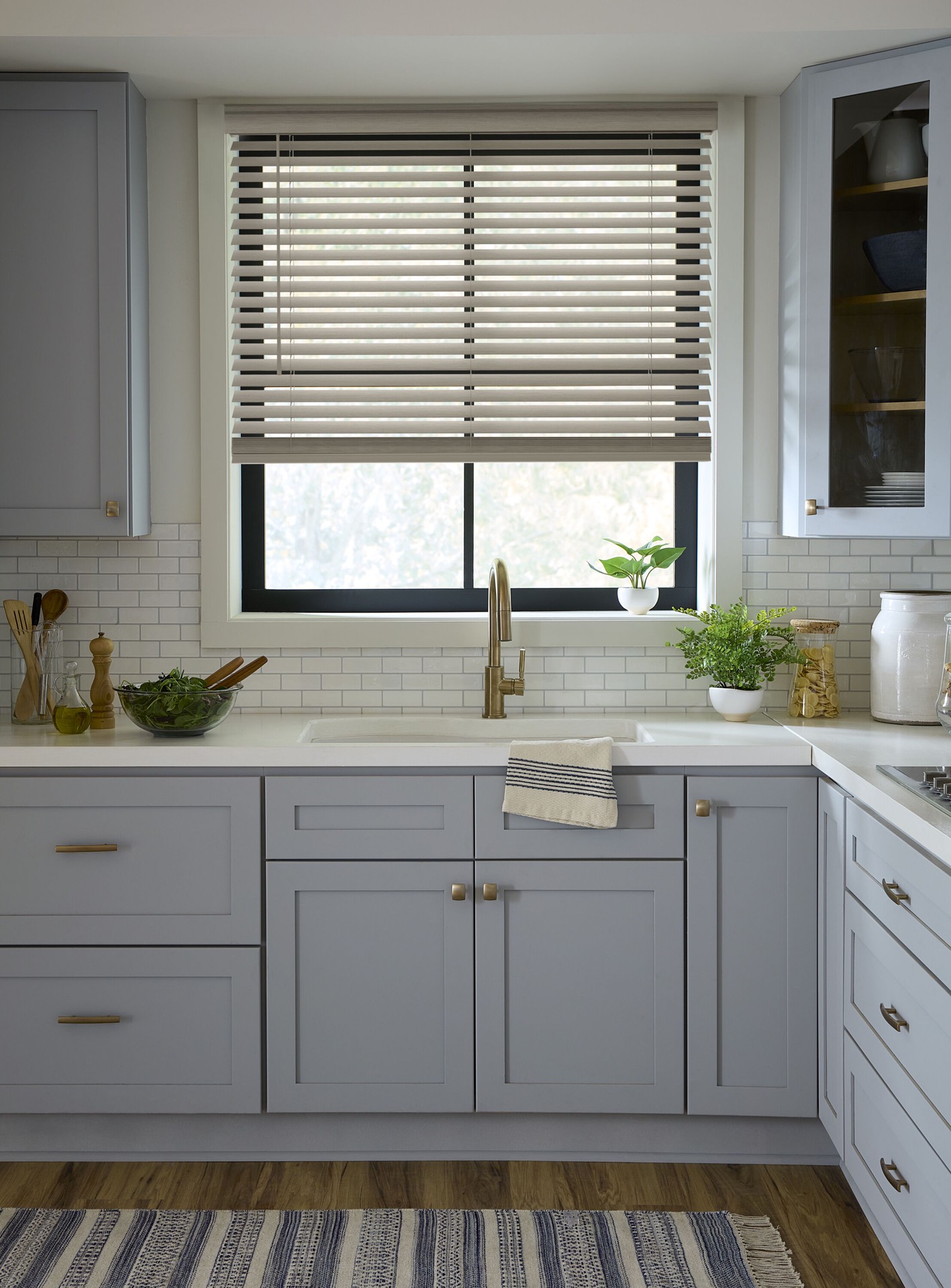 slide 3 of 6, LEVOLOR Trim+Go 2-in Slat Width 35-in x 64-in Cordless Greige Faux wood Room darkening Horizontal blinds, 1 ct