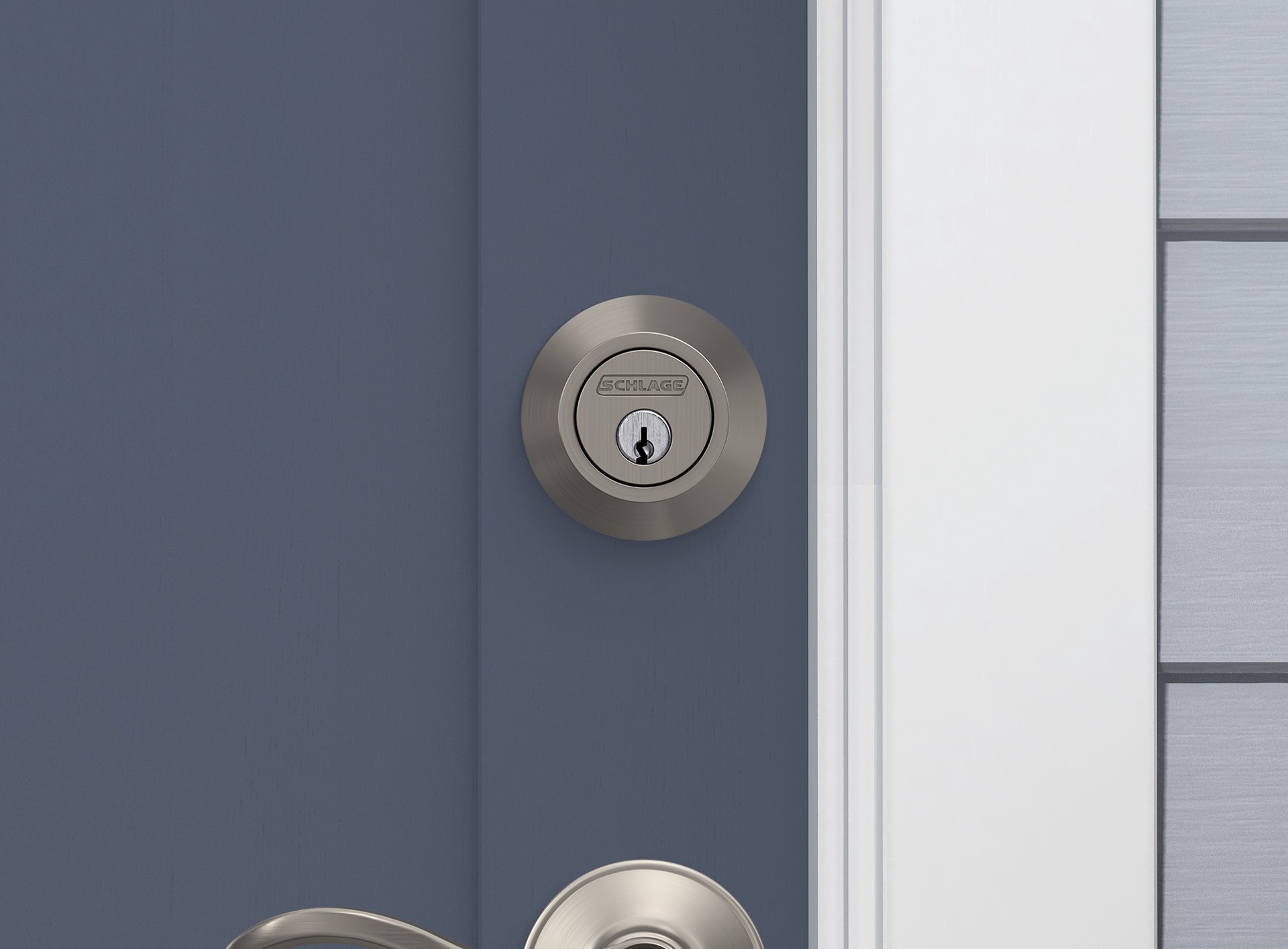 slide 2 of 6, Home Front by Schlage Satin Nickel Double Cylinder Deadbolt, 1 ct
