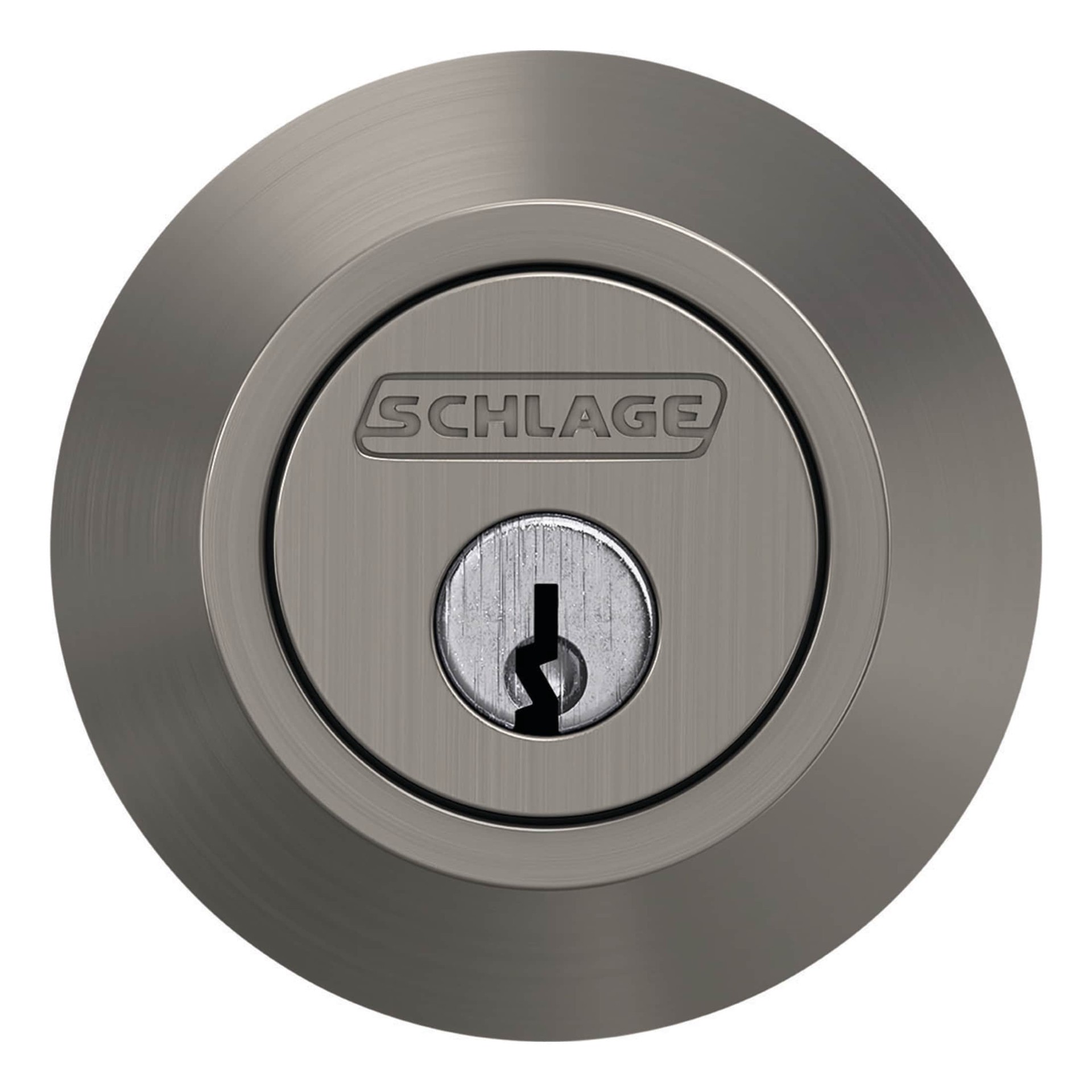 slide 6 of 6, Home Front by Schlage Satin Nickel Double Cylinder Deadbolt, 1 ct