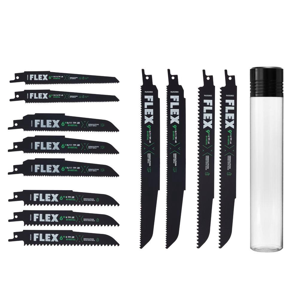 slide 1 of 6, FLEX Bi-metal Wood/Metal cutting Demolition Reciprocating Saw Blade Set 12 -Pack, 1 ct