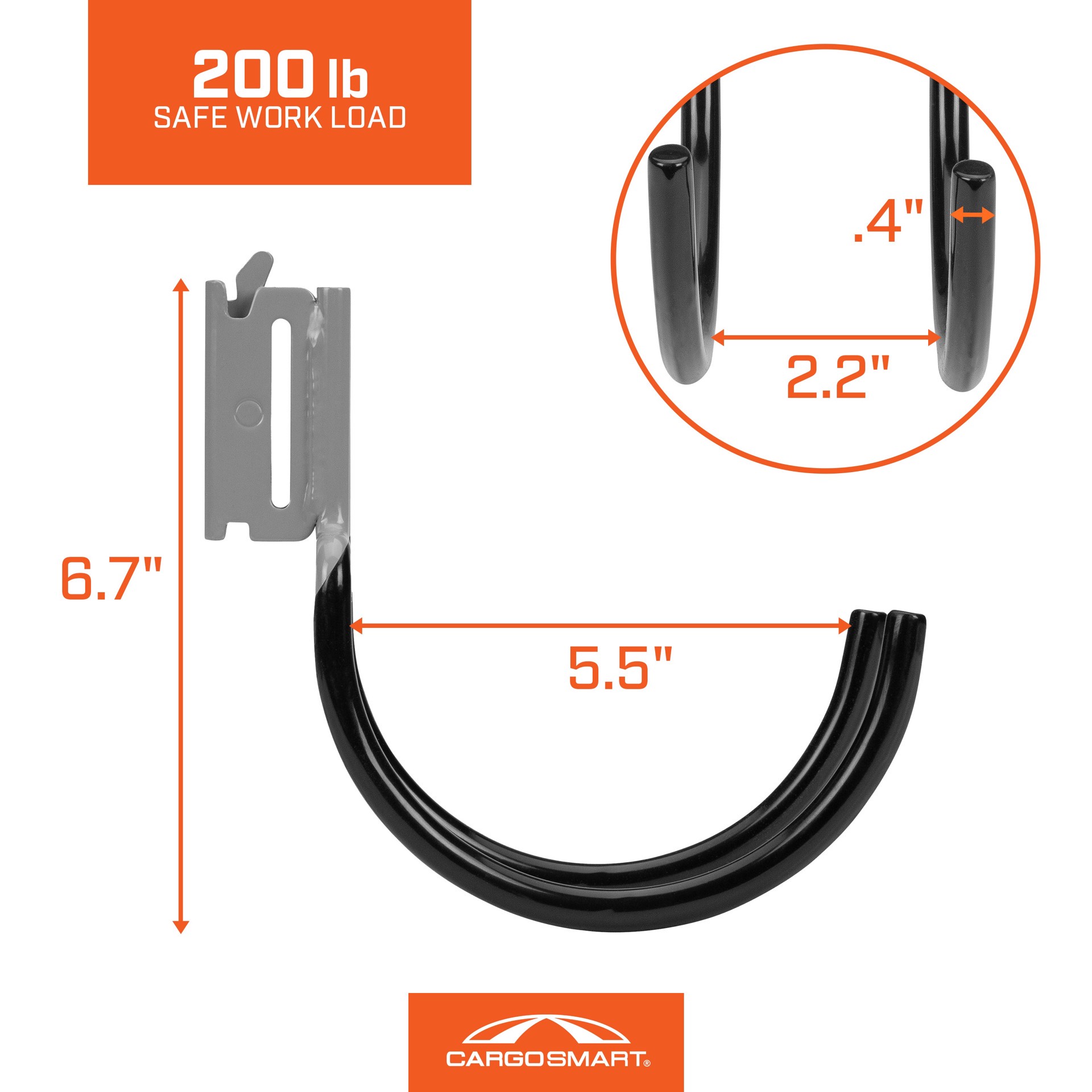 slide 3 of 6, CargoSmart 9.87-in Black vinyl Steel Multipurpose Hook, 1 ct