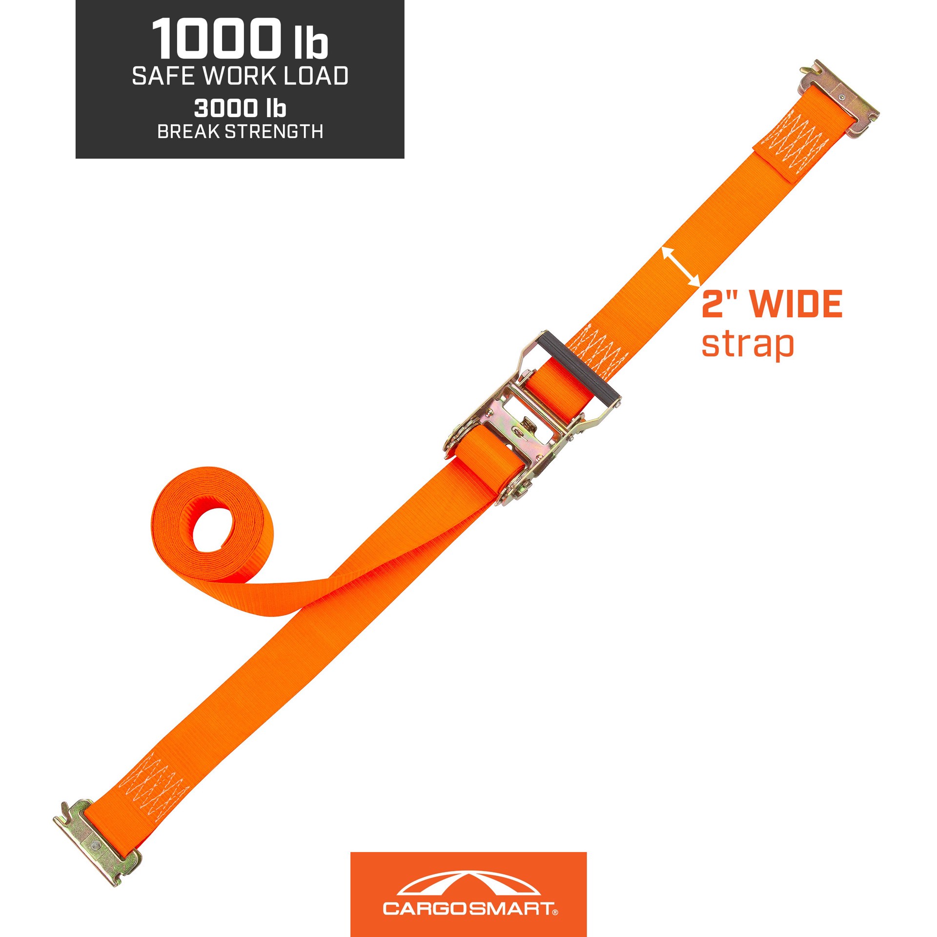 slide 3 of 6, CargoSmart 2-in x 16-ft Ratchet Tie Down with E-track 3000-lb Break Strength (2-Pack), 1 ct