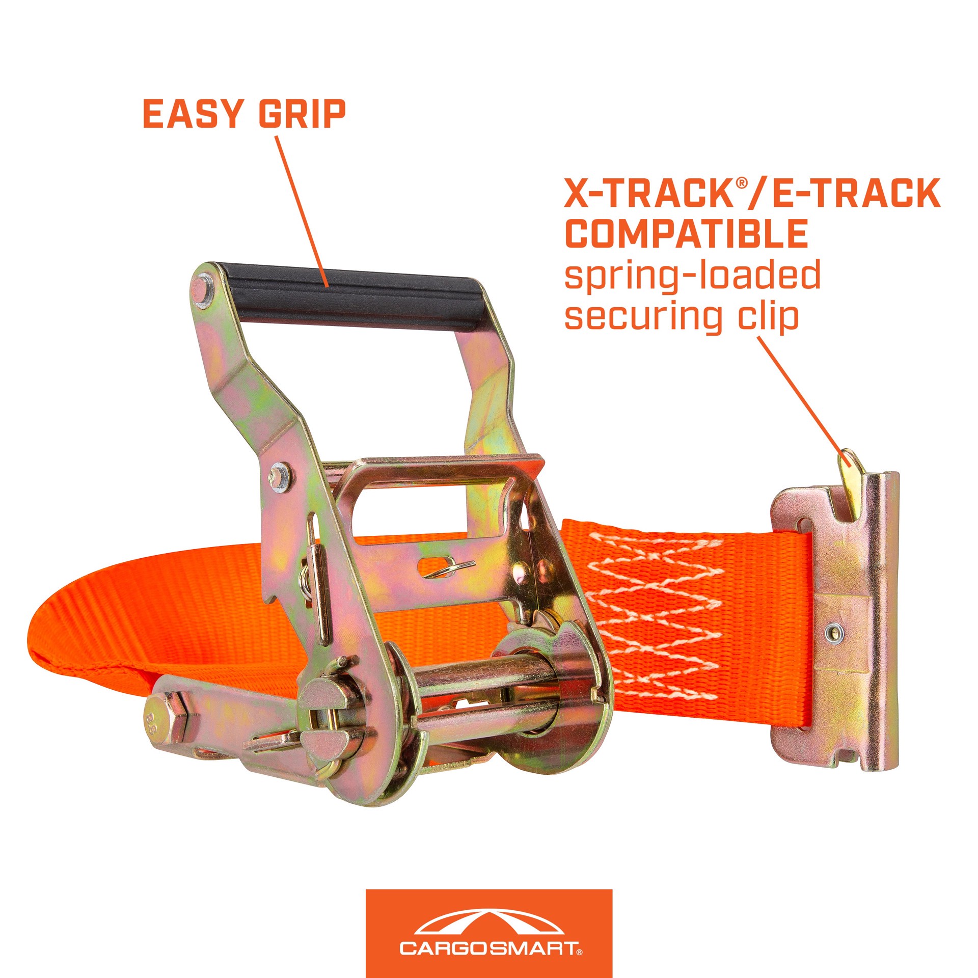 slide 4 of 6, CargoSmart 2-in x 16-ft Ratchet Tie Down with E-track 3000-lb Break Strength (2-Pack), 1 ct