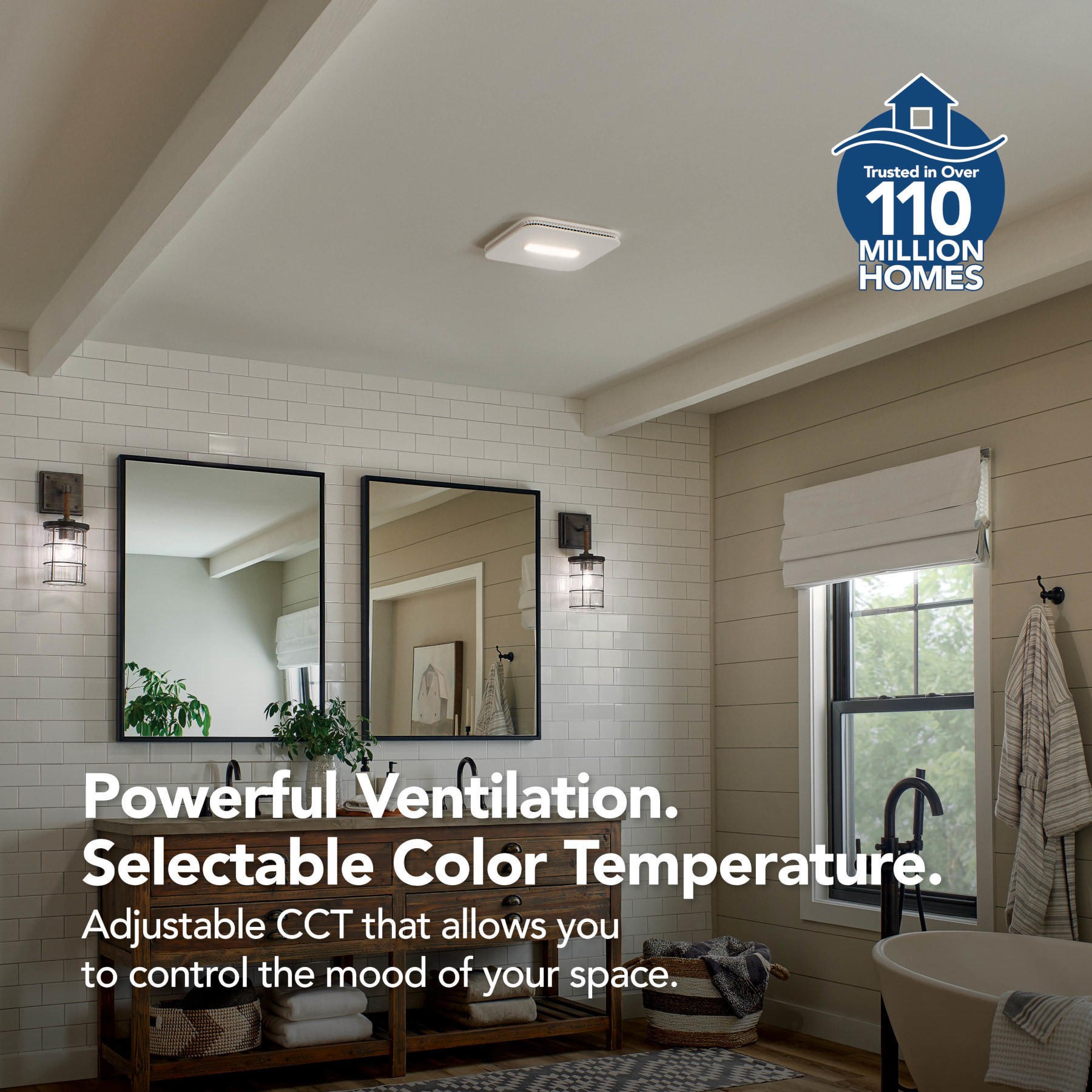 slide 4 of 6, Broan Roomside/Flex 1-Sone 110-CFM White Lighted Bathroom Fan (ENERGY STAR Certified), 1 ct