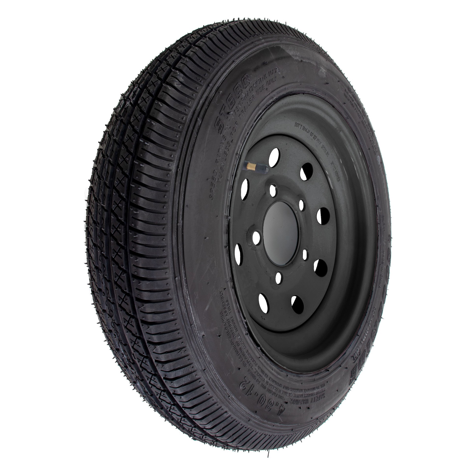 slide 2 of 3, Carry-On Trailer 12 In 4.80-12 Bias 6-ply Trailer Tire and Black Mod Wheel 5 Lug On 4.5 In, 1 ct