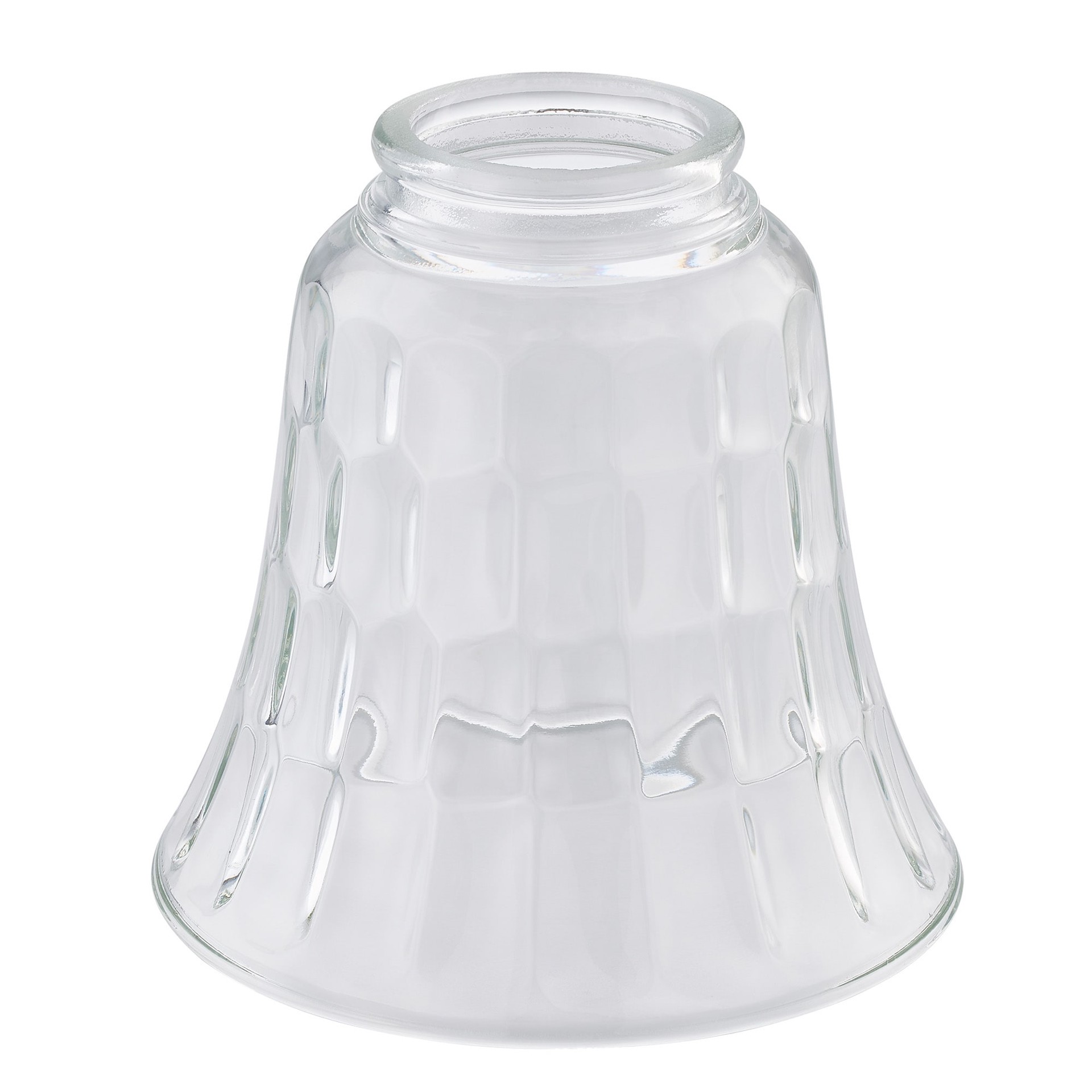 slide 1 of 6, Style Selections 4.75-in x 4.88-in Bell Clear Clear glass Pendant light shade with 2-1/4-in Fitter, 1 ct