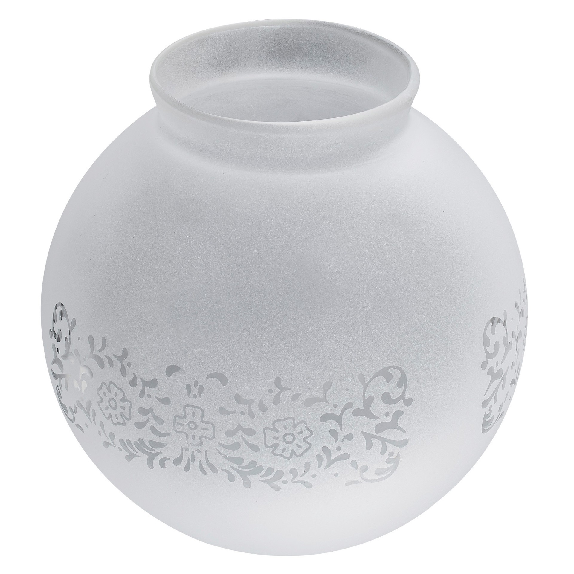 slide 1 of 6, Style Selections 6-in x 5.5-in Globe Frosted Etched glass Ceiling fan light shade with 3-1/4-in Fitter (Lip Fitter), 1 ct