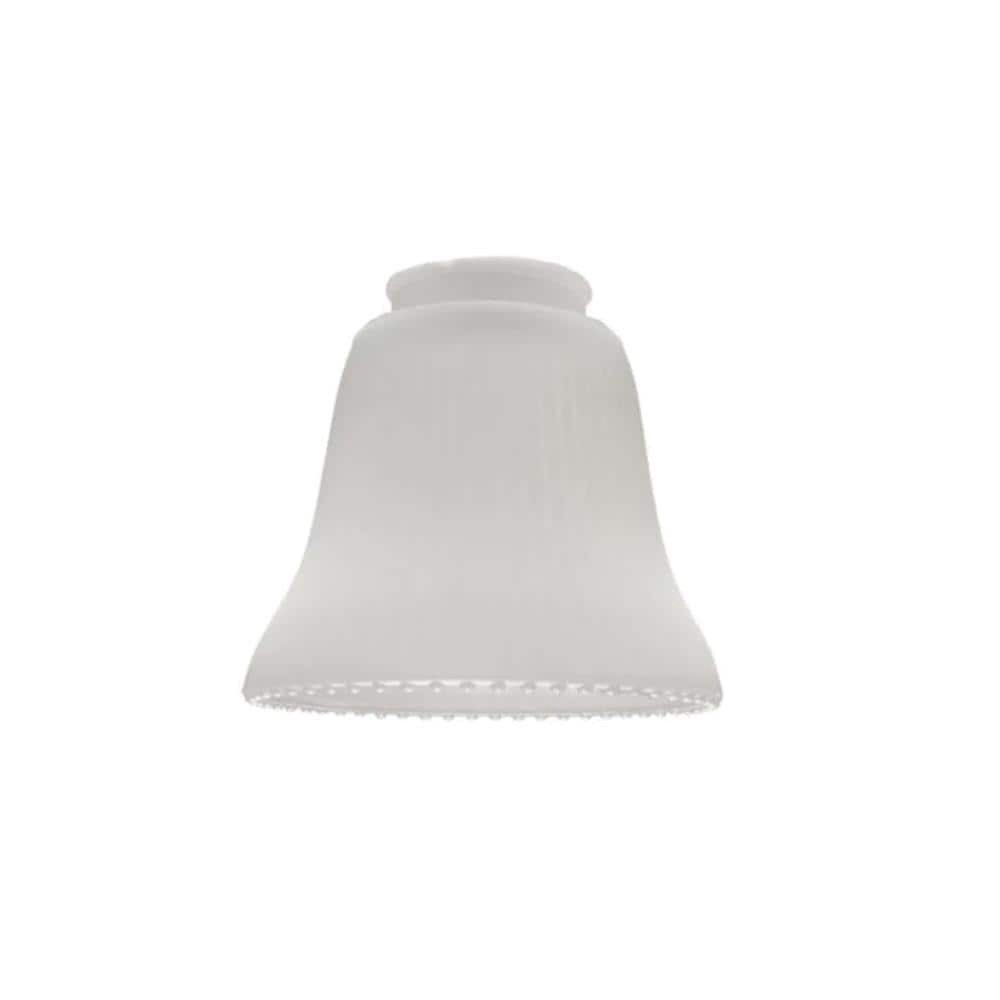 slide 1 of 1, Style Selections 4.5-in x 4.75-in Bell Frosted Etched glass Pendant light shade with 2-1/4-in Fitter, 1 ct
