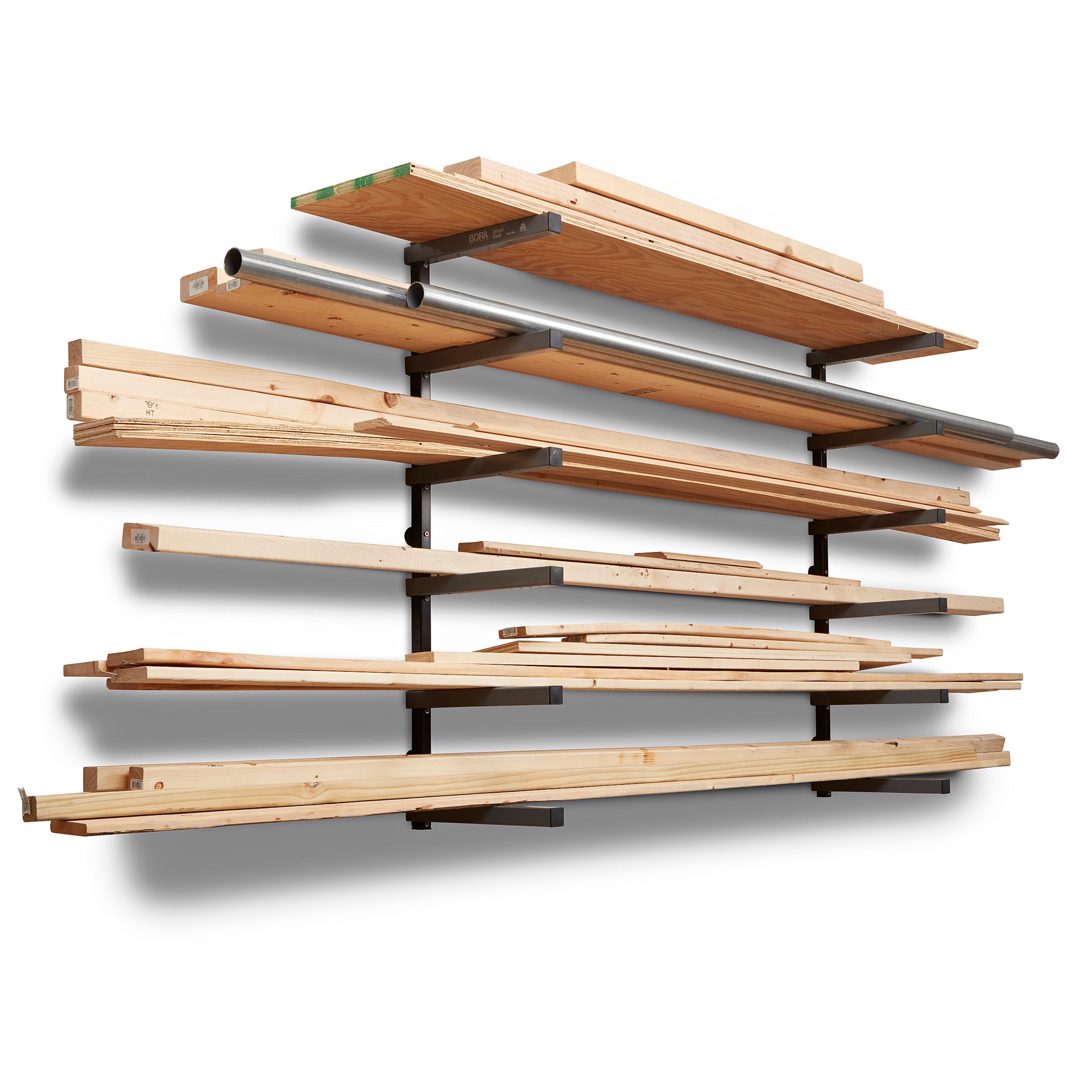 slide 2 of 6, BORA 12.5-in L x 72.0-in D x 41.0-in H Black/Gray Powder coating Steel Rectangular Tiered shelf 6.0 Decorative Shelves, 1 ct