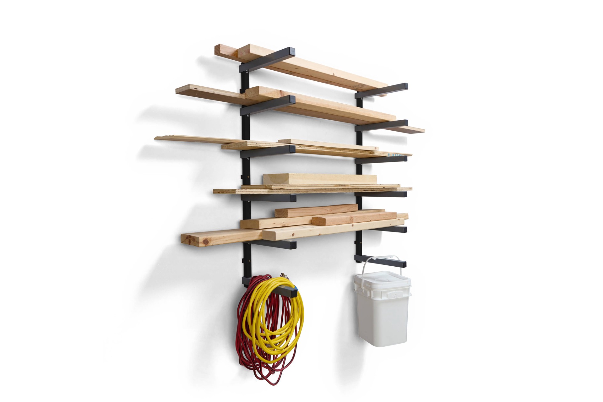slide 1 of 6, BORA 12.5-in L x 72.0-in D x 41.0-in H Black/Gray Powder coating Steel Rectangular Tiered shelf 6.0 Decorative Shelves, 1 ct
