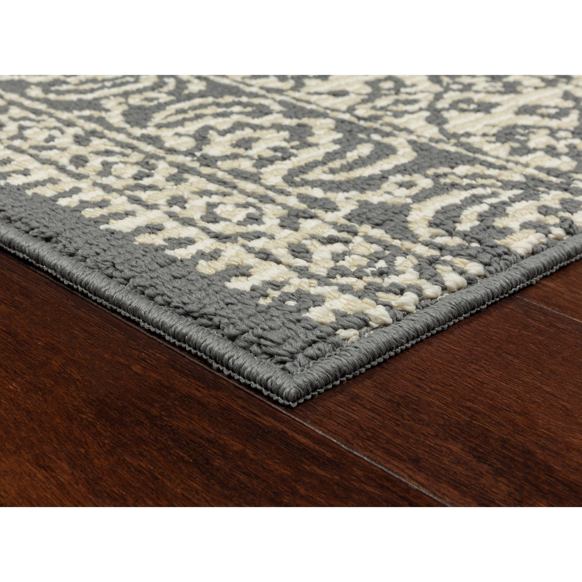 slide 6 of 6, Style Selections Bolton 2 x 3 (ft) Tufted Polyester Gray/Cream Rectangular Indoor Geometric Machine washable Throw rug, 1 ct