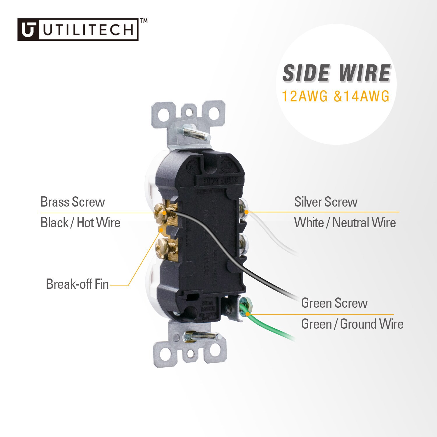 slide 6 of 6, Utilitech 20 -Amp 125-volt Residential Duplex Outlet , Light almond 10 -Pack, 1 ct