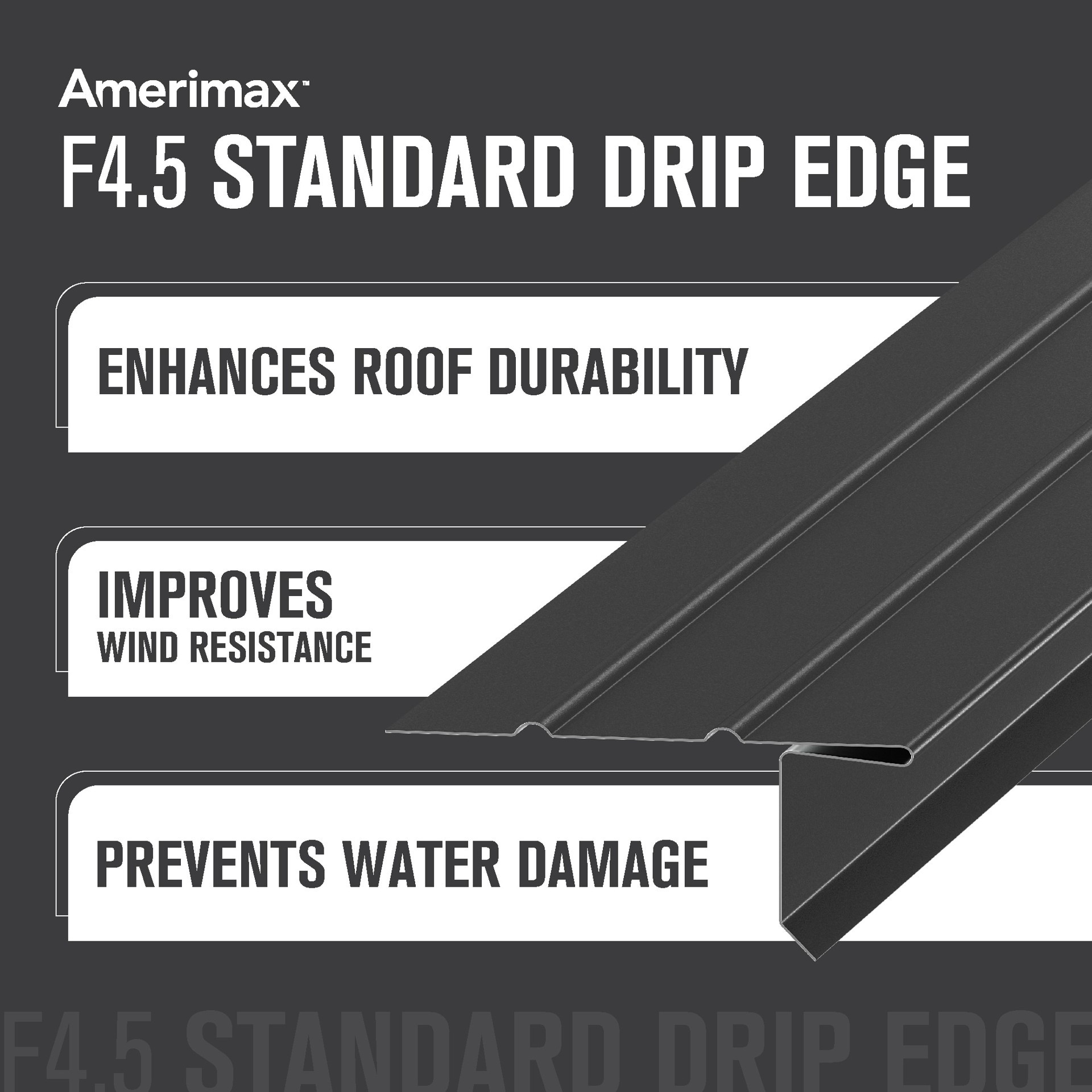 slide 2 of 4, Amerimax F4.5 2.43-in x 10-ft Black Aluminum Drip Edge, 1 ct