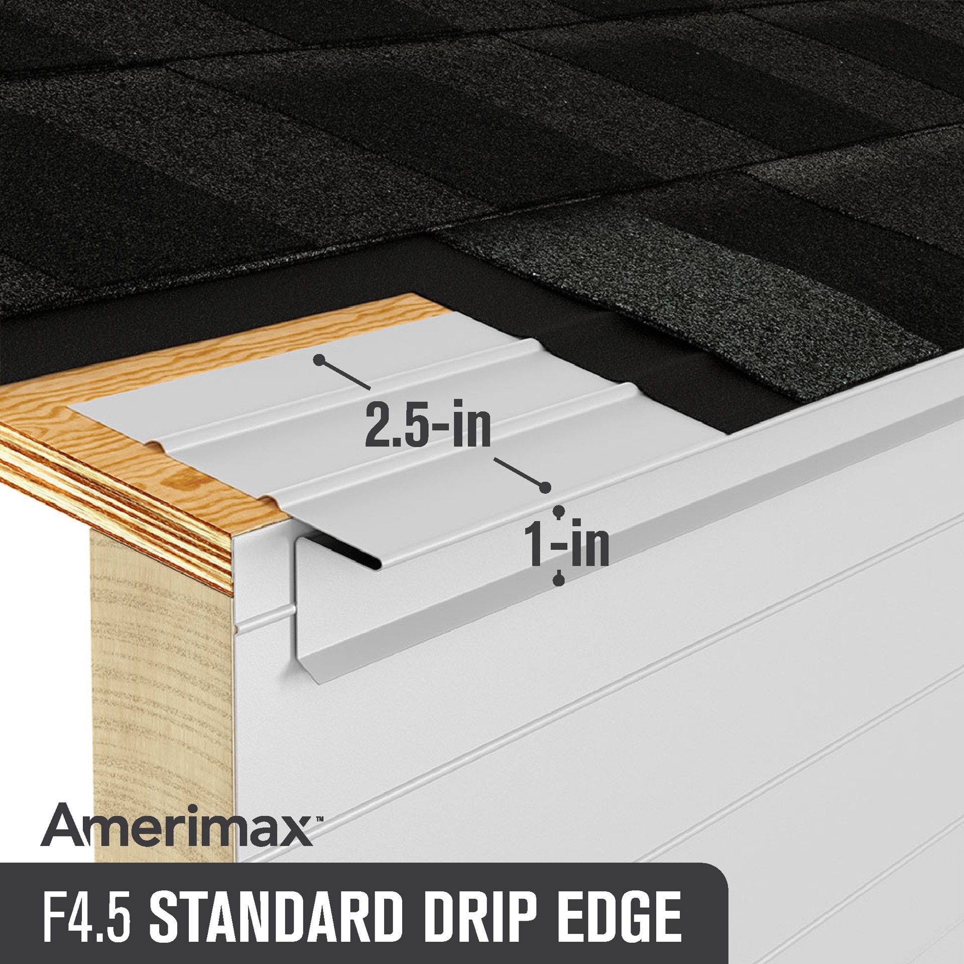 slide 3 of 4, Amerimax F4.5 2.43-in x 10-ft Black Aluminum Drip Edge, 1 ct