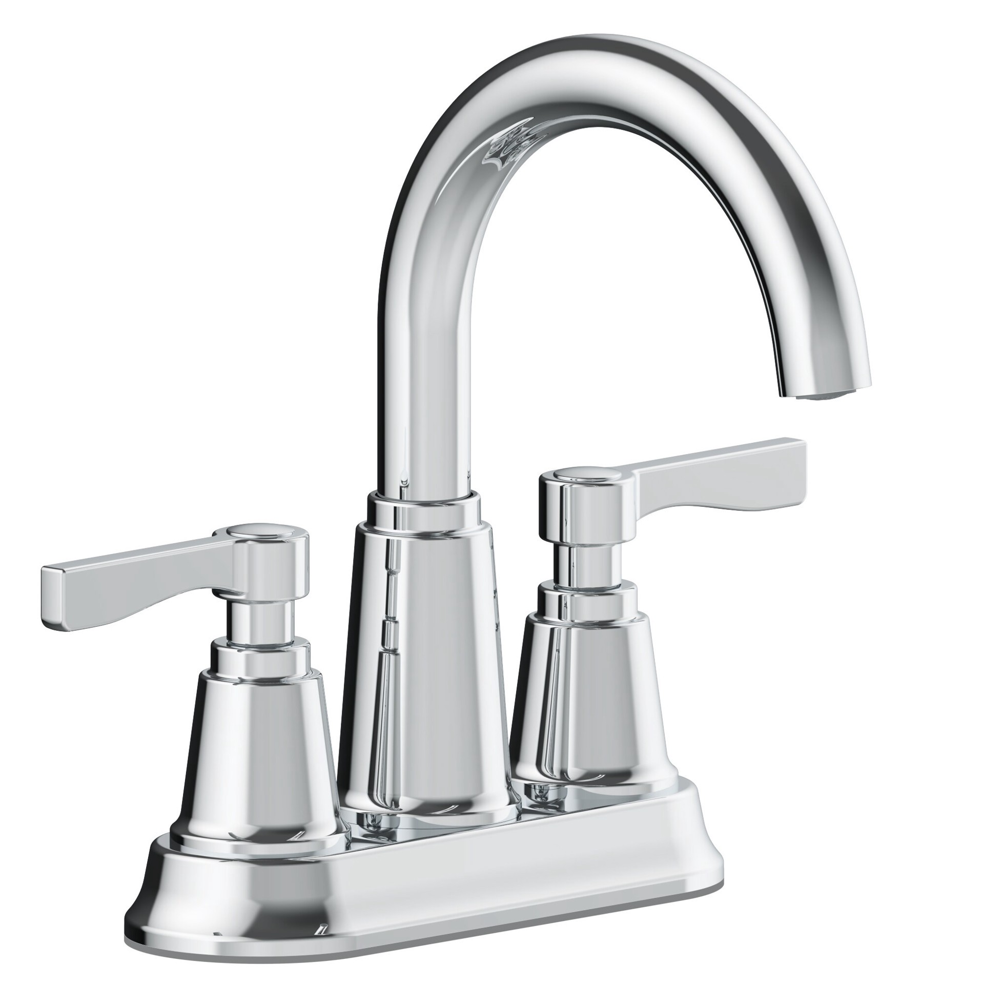 slide 3 of 6, allen + roth Townley Polished Chrome 4-in centerset 2-handle WaterSense High-arc Residential Handle Bathroom Sink Faucet with Drain with Deck Plate, 1 ct