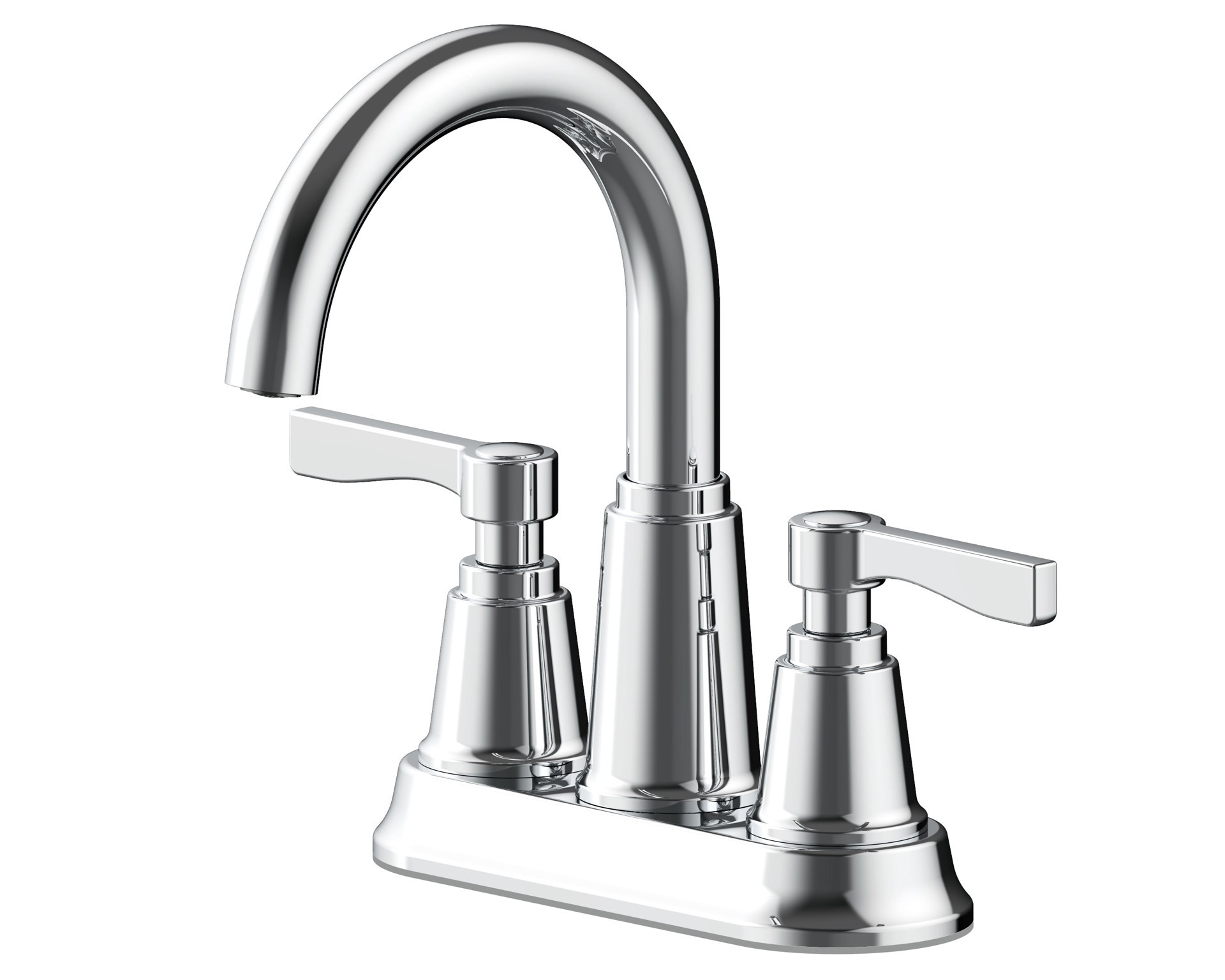 slide 4 of 6, allen + roth Townley Polished Chrome 4-in centerset 2-handle WaterSense High-arc Residential Handle Bathroom Sink Faucet with Drain with Deck Plate, 1 ct