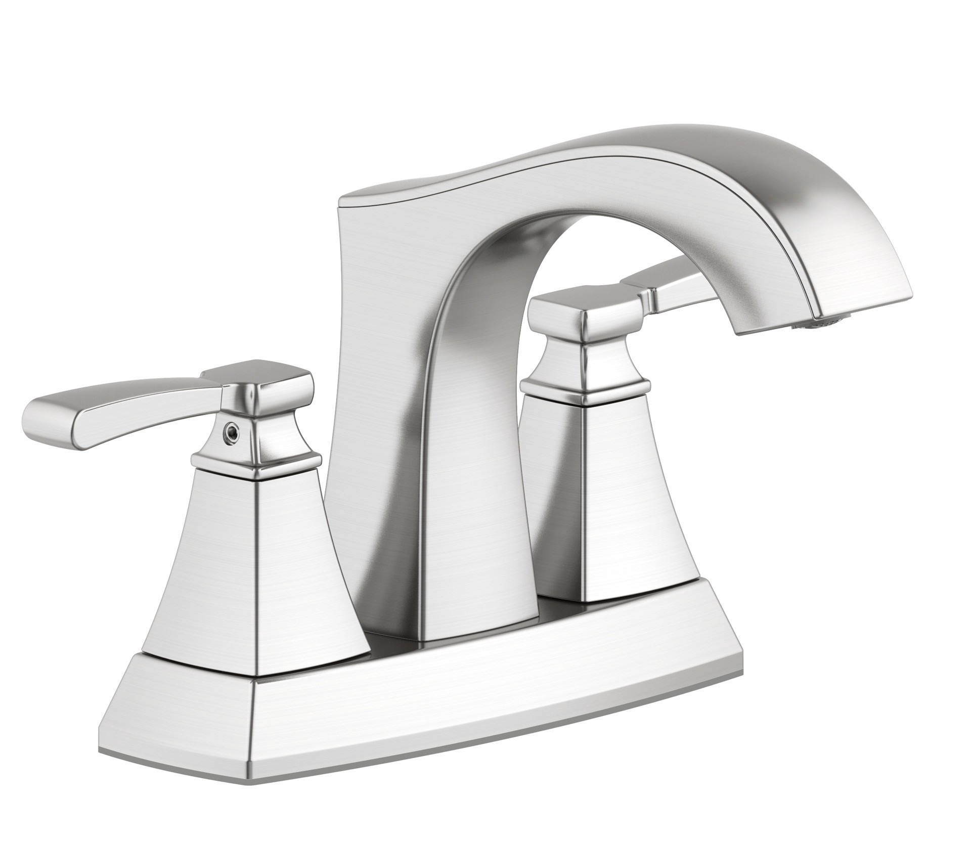 slide 6 of 6, allen + roth Chesler Polished Chrome 4-in centerset 2-handle WaterSense High-arc Residential Handle Bathroom Sink Faucet with Drain with Deck Plate, 1 ct