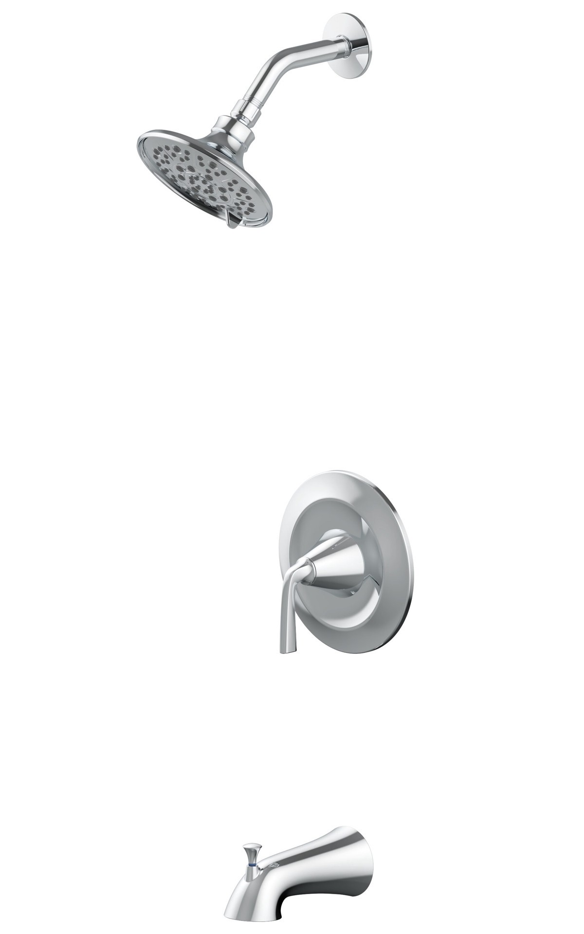 slide 2 of 5, allen + roth Mullen Polished Chrome 1-handle Multi-function 3.66-in Round Bathtub and shower Faucet with Valve, 1 ct