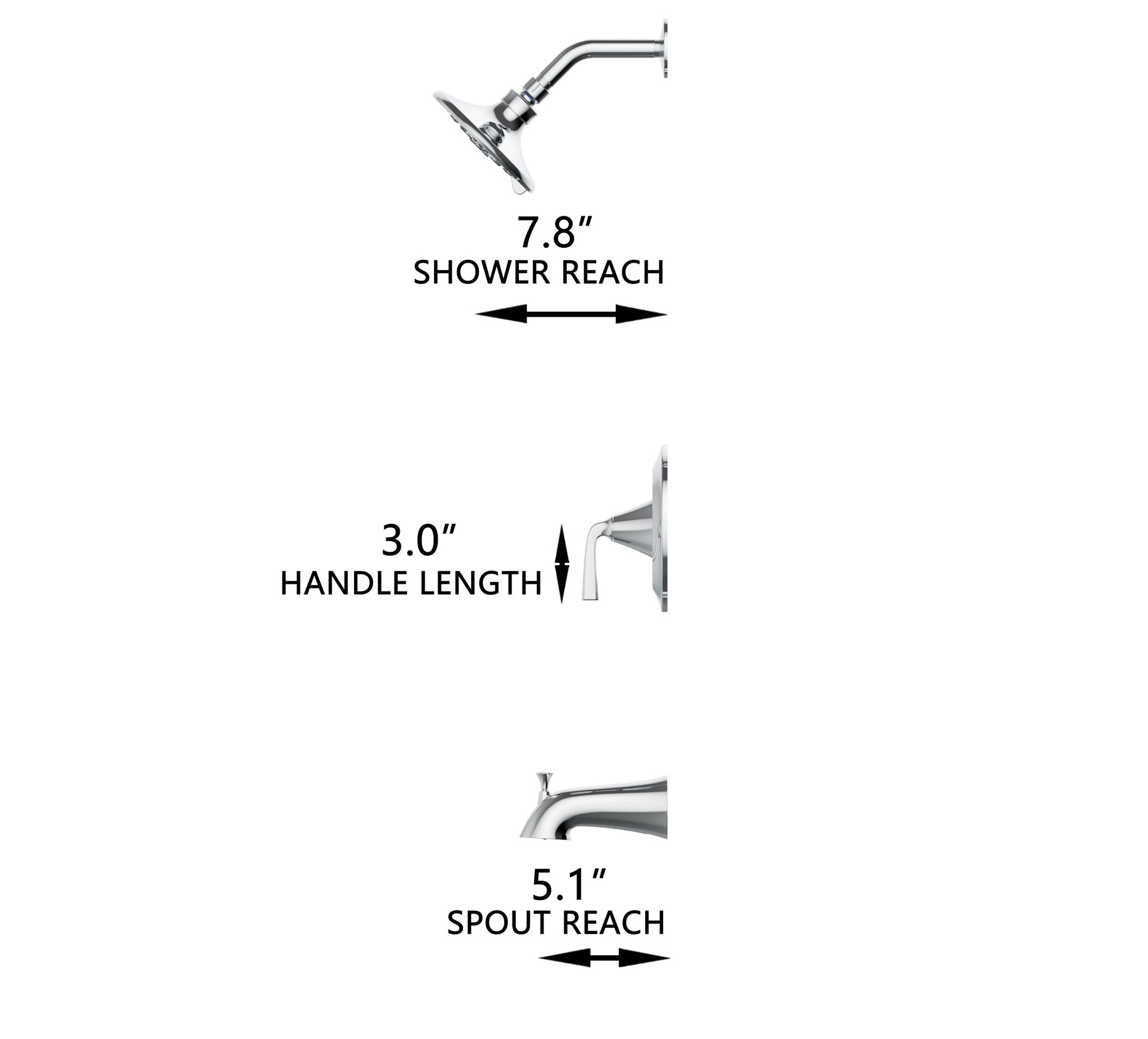 slide 5 of 5, allen + roth Mullen Polished Chrome 1-handle Multi-function 3.66-in Round Bathtub and shower Faucet with Valve, 1 ct