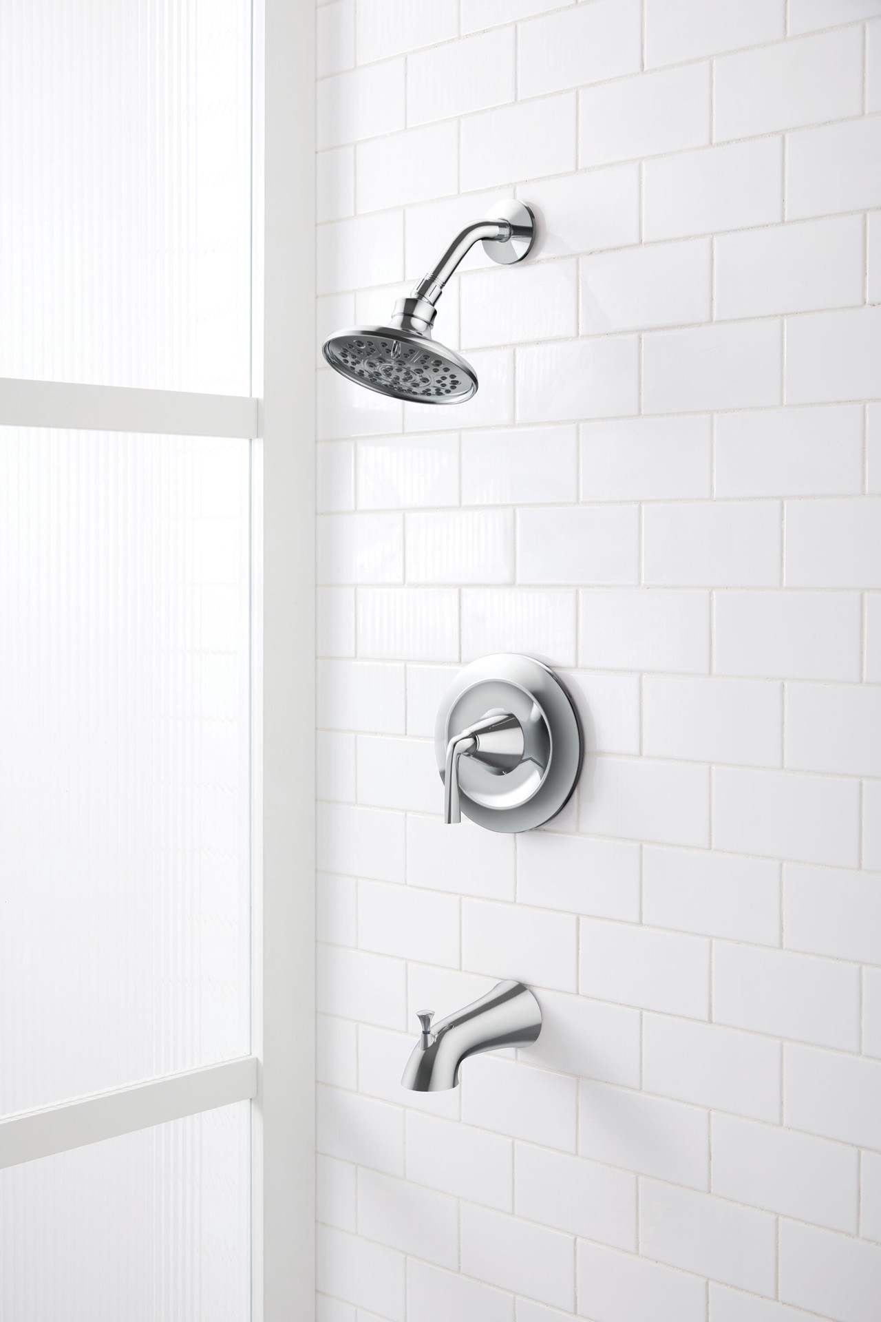 slide 1 of 5, allen + roth Mullen Polished Chrome 1-handle Multi-function 3.66-in Round Bathtub and shower Faucet with Valve, 1 ct