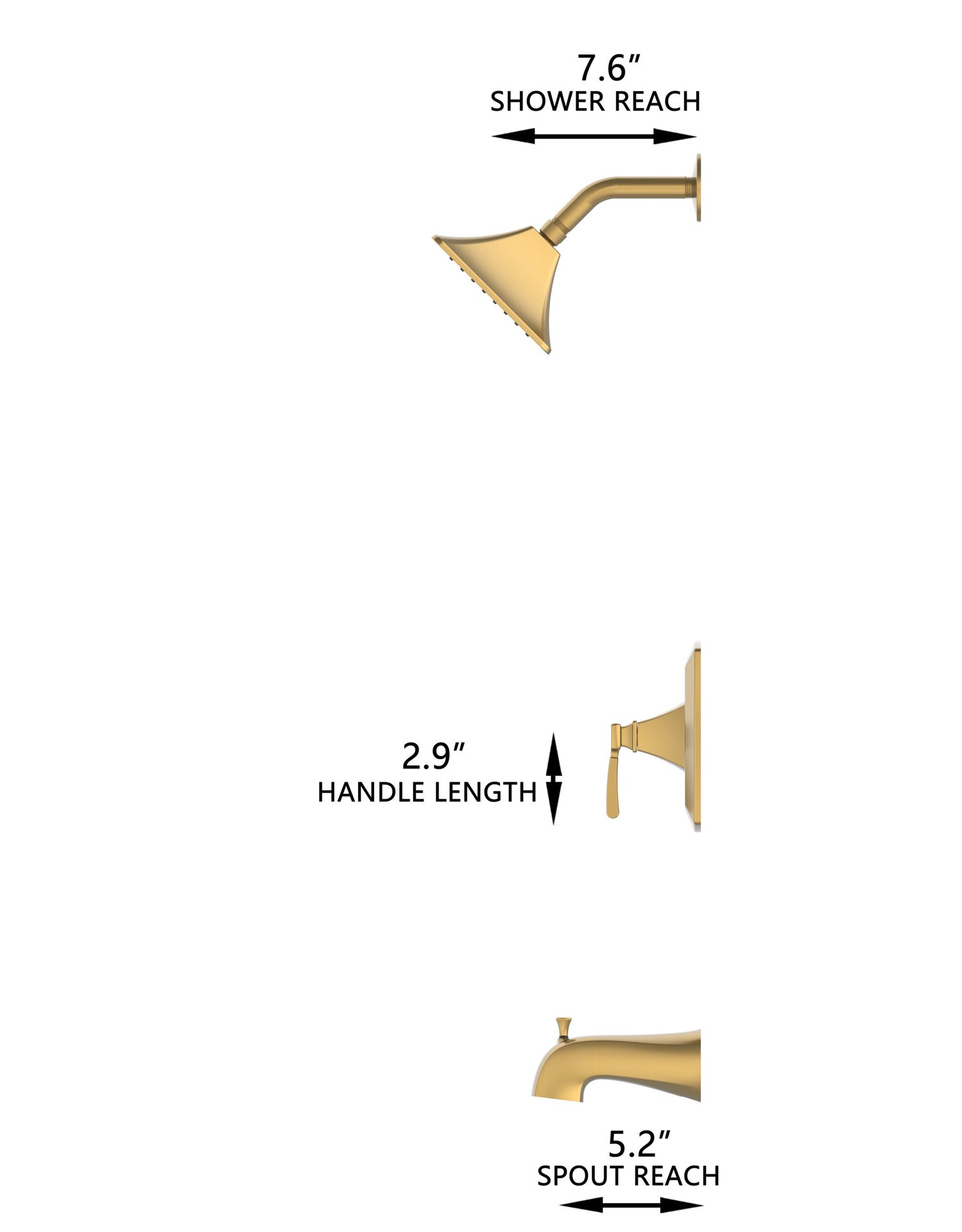 slide 5 of 6, allen + roth Chesler Brushed Gold 1-handle 3.54-in Square Bathtub and shower Faucet with Valve (Single Function), 1 ct