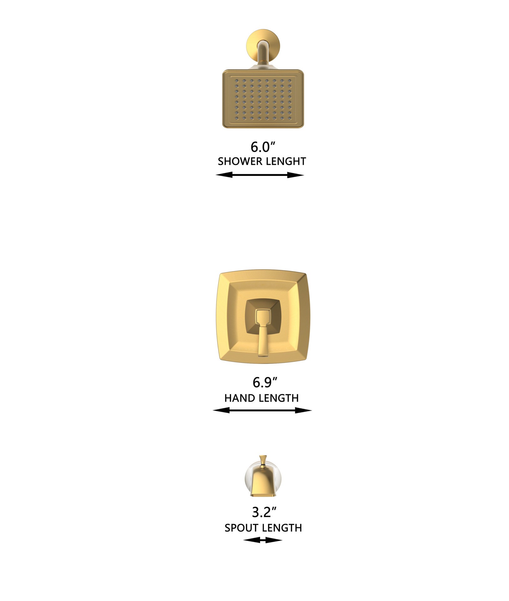 slide 6 of 6, allen + roth Chesler Brushed Gold 1-handle 3.54-in Square Bathtub and shower Faucet with Valve (Single Function), 1 ct