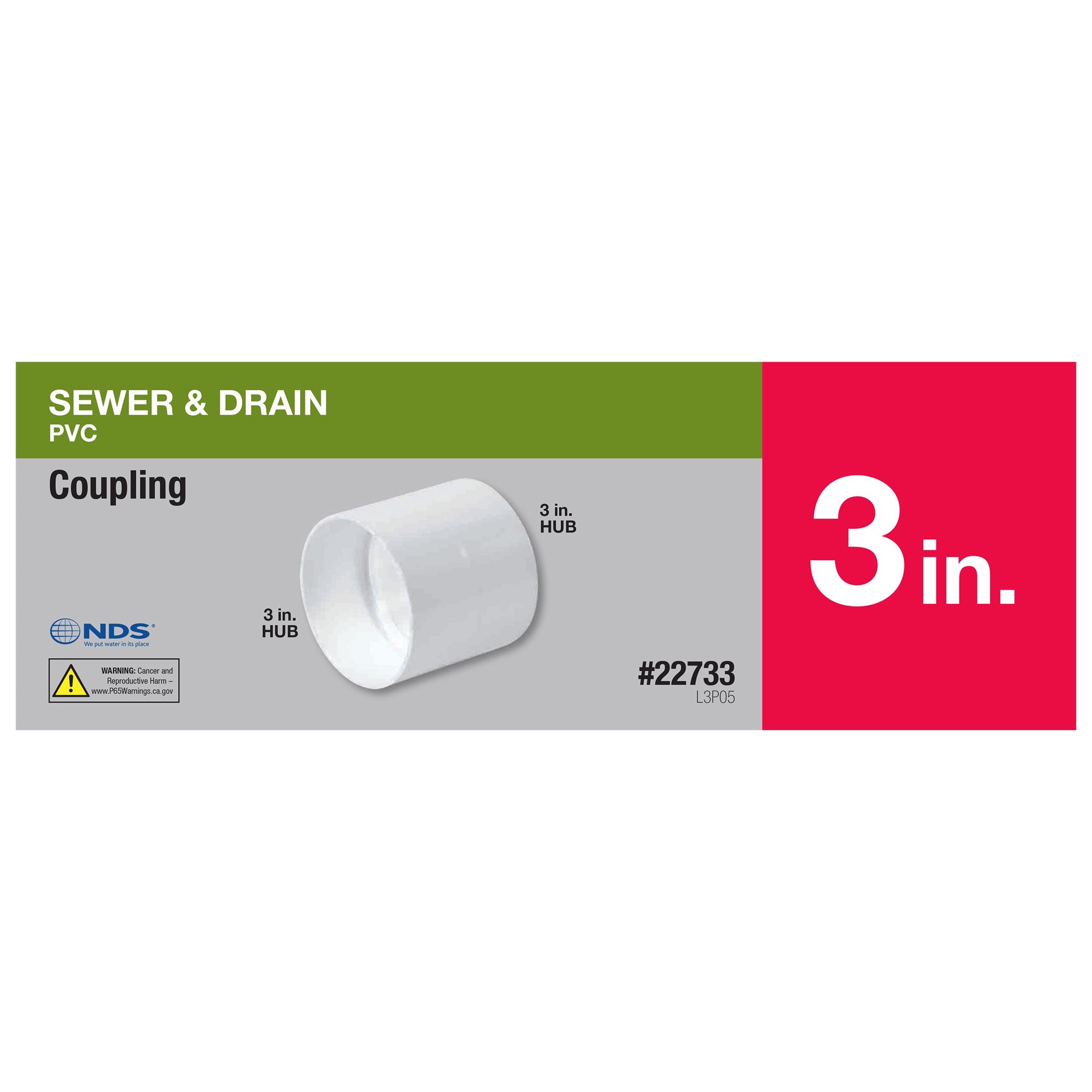 slide 2 of 6, NDS PVC Sewer and Drain Coupling, 3 in. Hub x Hub, 1 ct