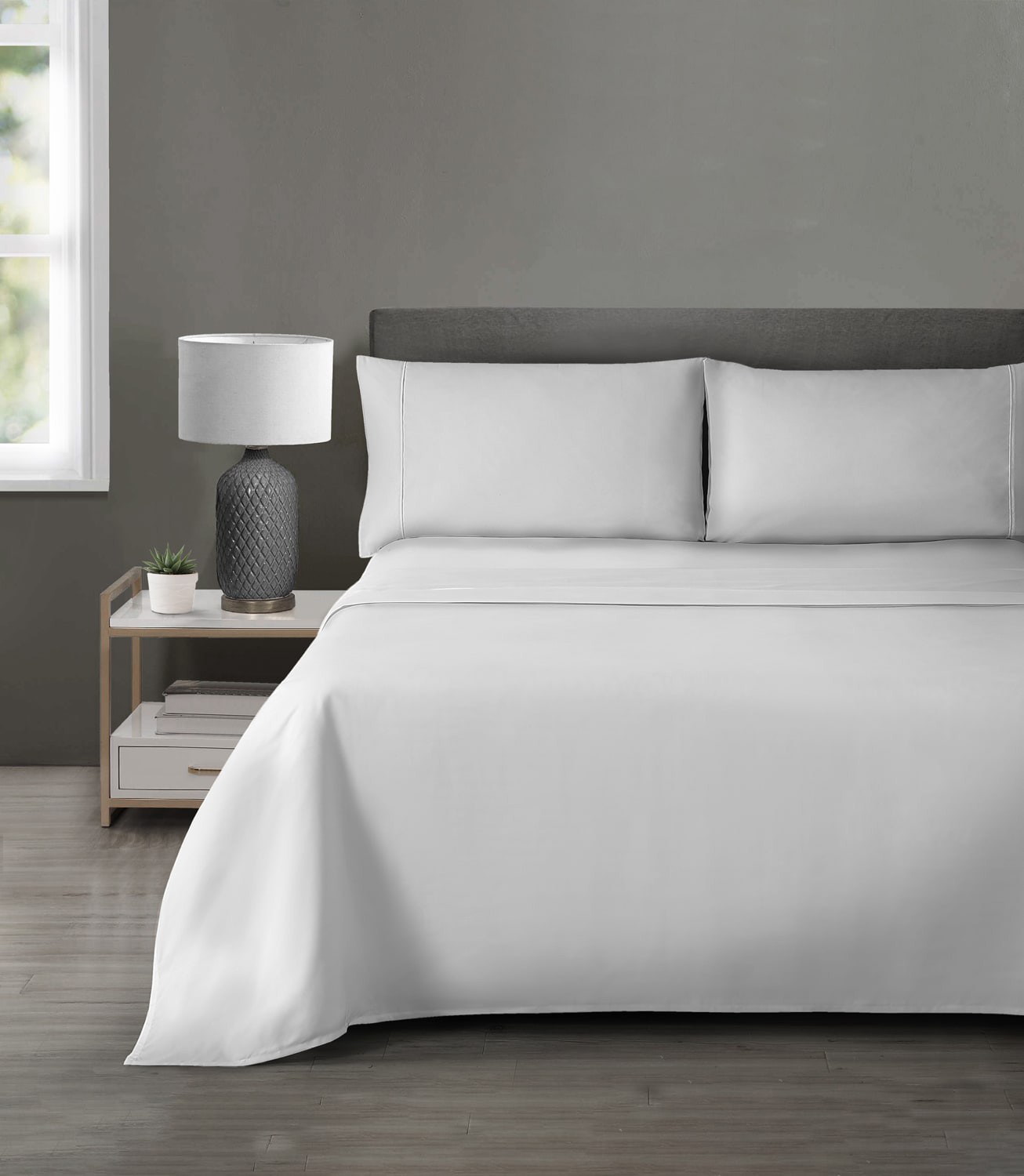 slide 1 of 6, Style Selections Twin 165 -Thread Count Microfiber White 4 -Piece Bed Sheet Set, 1 ct