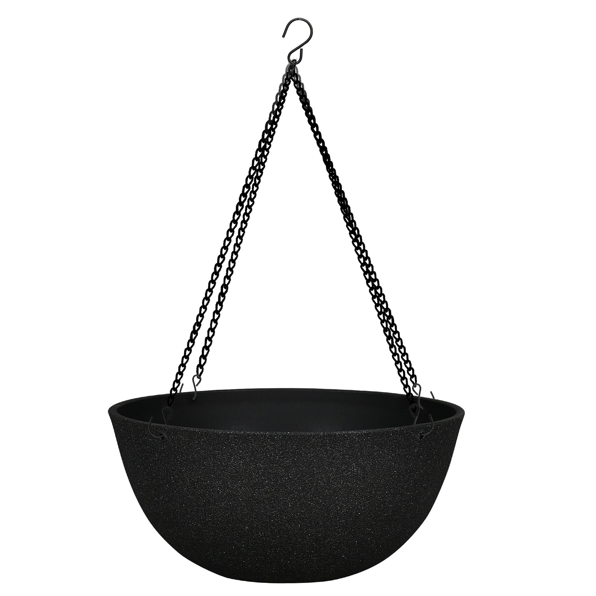 slide 1 of 6, allen + roth Round 13.15-in W x 13.15-in L Black Resin Indoor/Outdoor Hanging planter, 1 ct