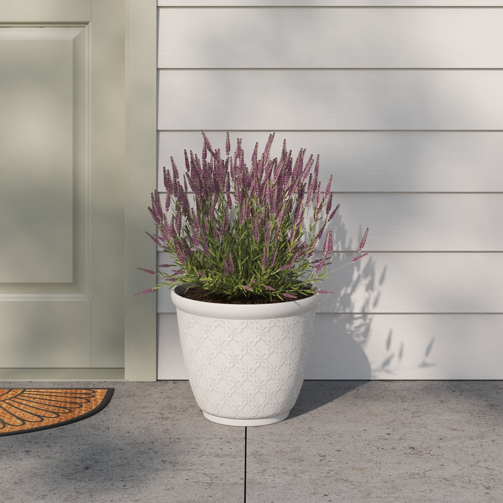 slide 2 of 6, allen + roth 15.04-in W x 15.04-in L White Resin Indoor/Outdoor Planter, 1 ct