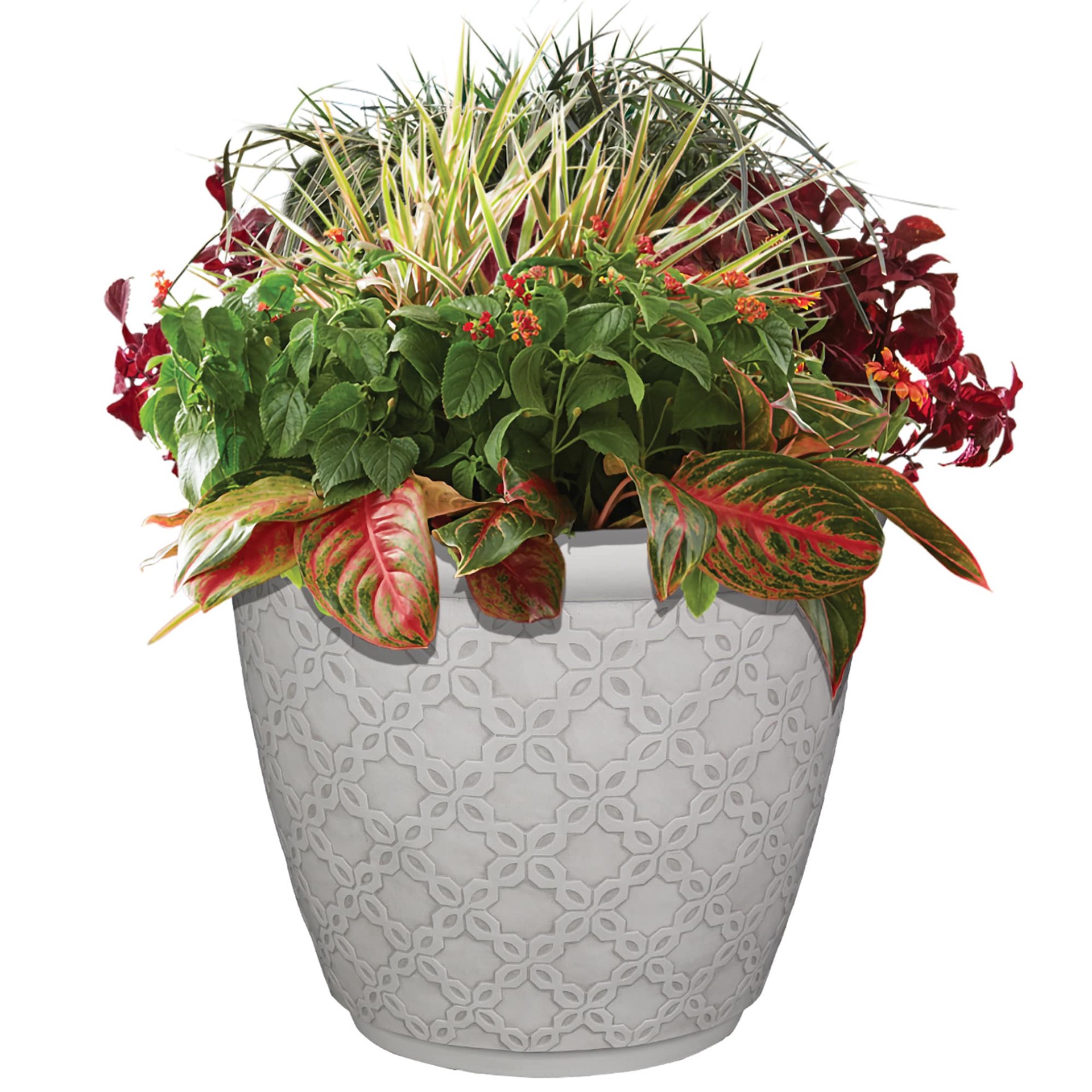 slide 3 of 6, allen + roth 15.04-in W x 15.04-in L White Resin Indoor/Outdoor Planter, 1 ct
