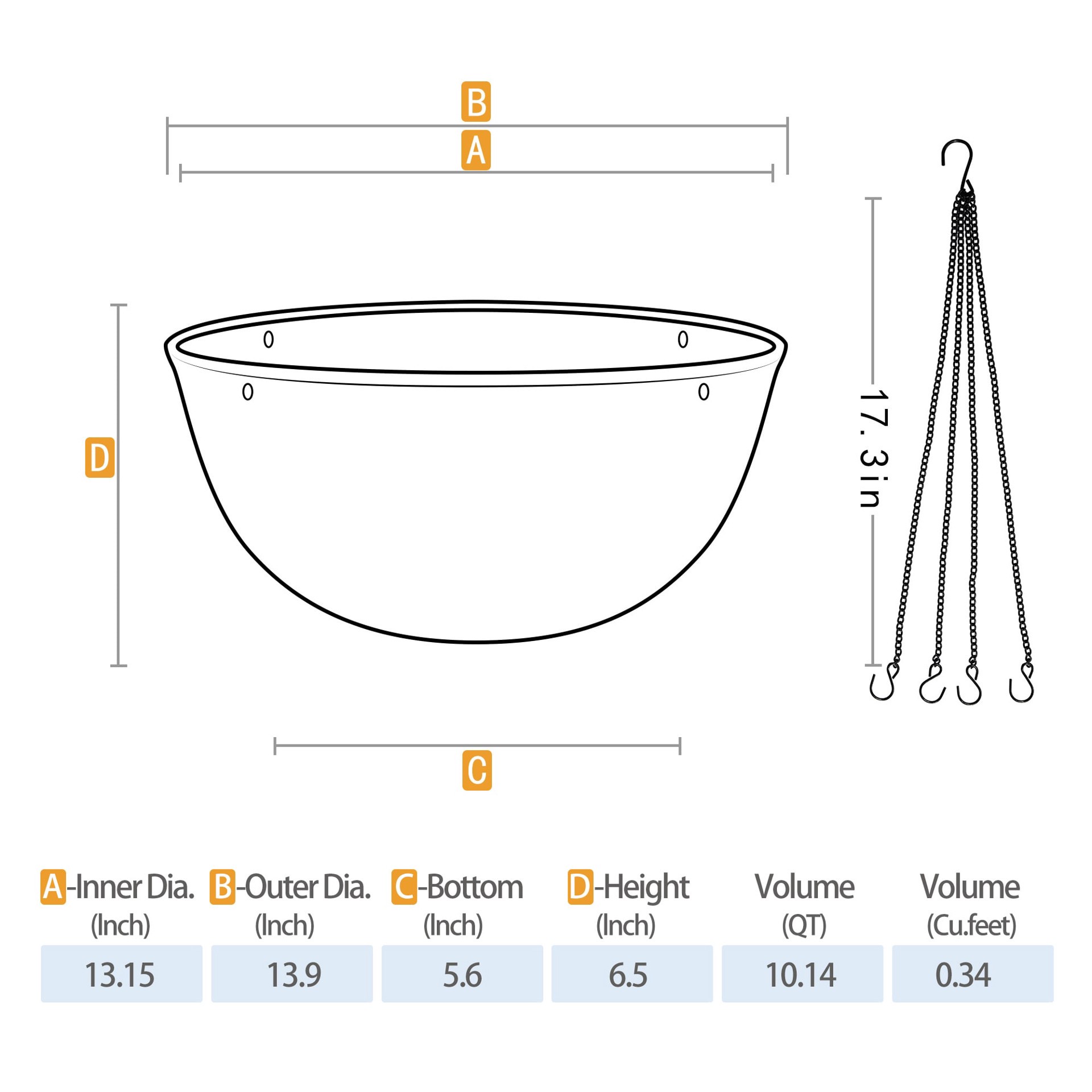 slide 4 of 6, allen + roth Round 13.15-in W x 13.15-in L White Resin Indoor/Outdoor Hanging planter, 1 ct